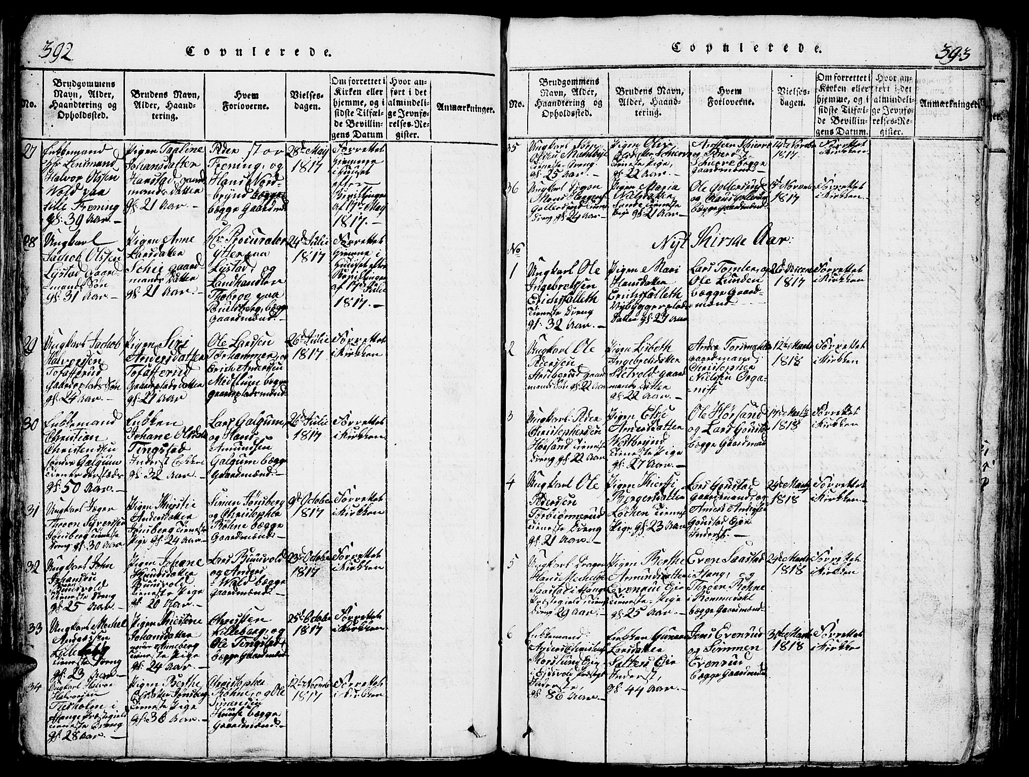 Romedal prestekontor, AV/SAH-PREST-004/L/L0005: Parish register (copy) no. 5, 1814-1829, p. 392-393