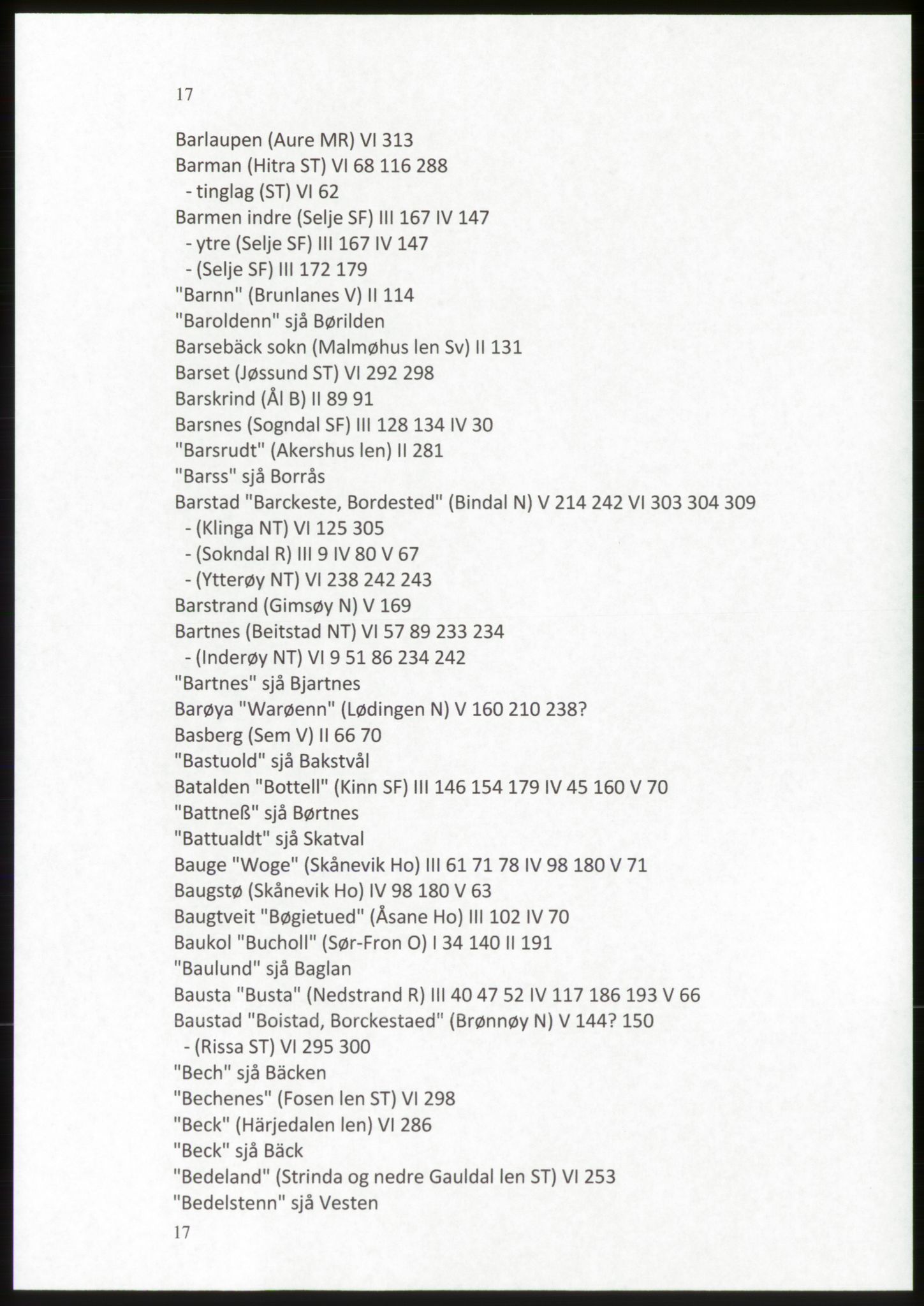Publikasjoner utgitt av Arkivverket, PUBL/PUBL-001/C/0009: Stedsnavnregister, 1548-1567, p. 17
