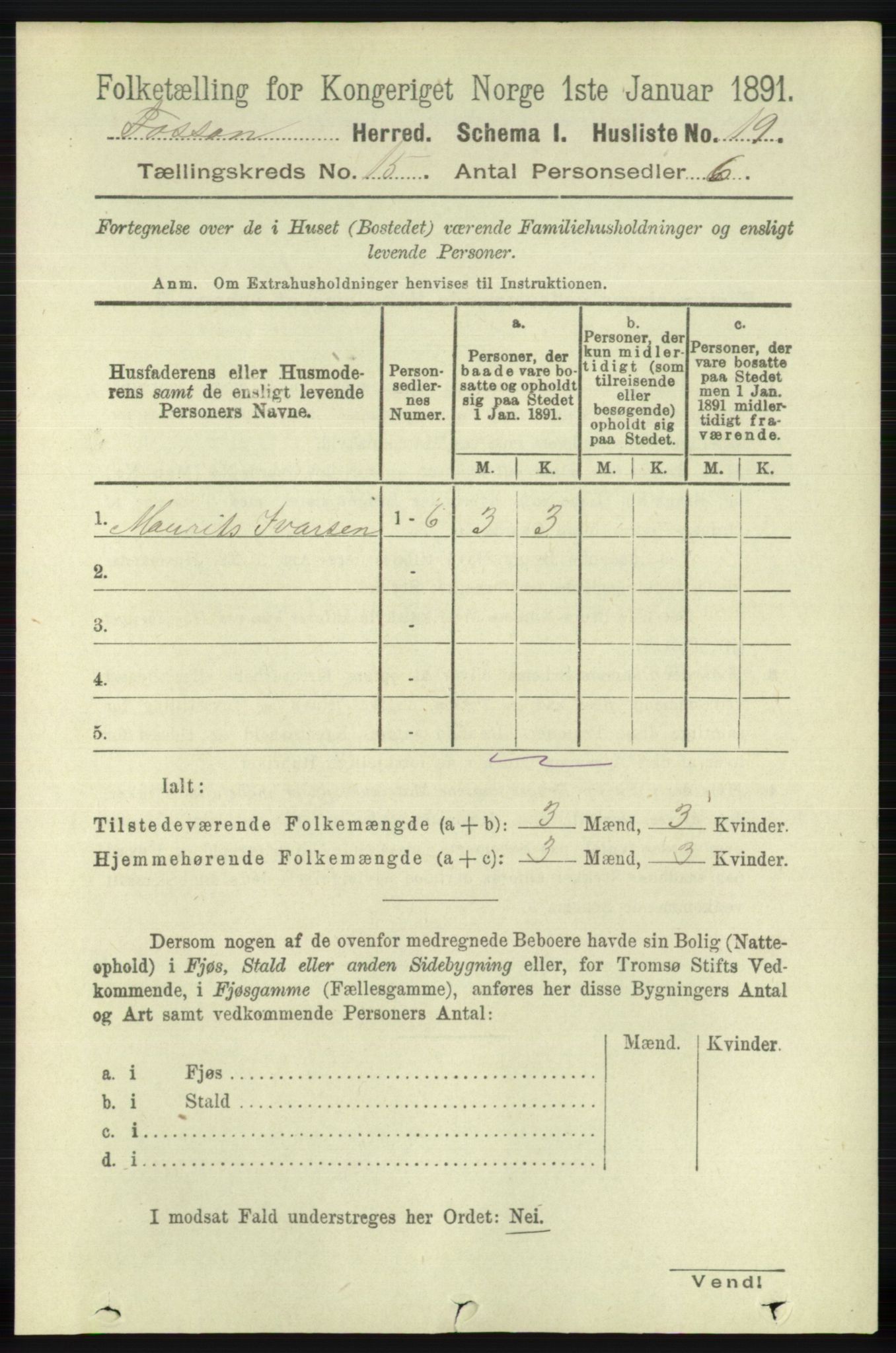 RA, 1891 census for 1129 Forsand, 1891, p. 2390