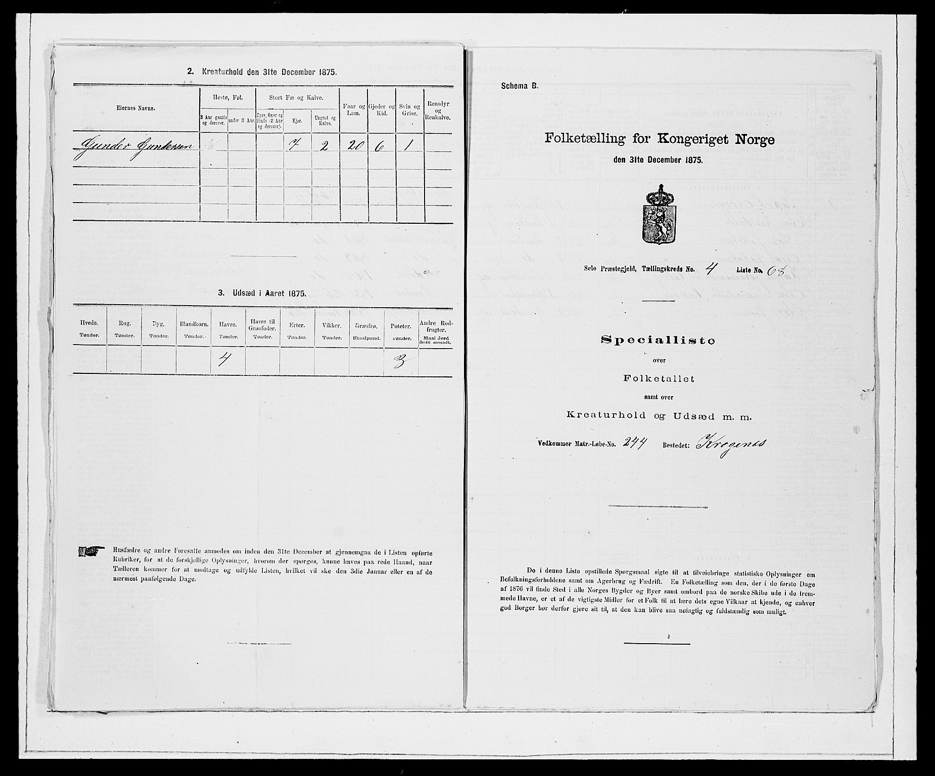 SAB, 1875 Census for 1441P Selje, 1875, p. 600