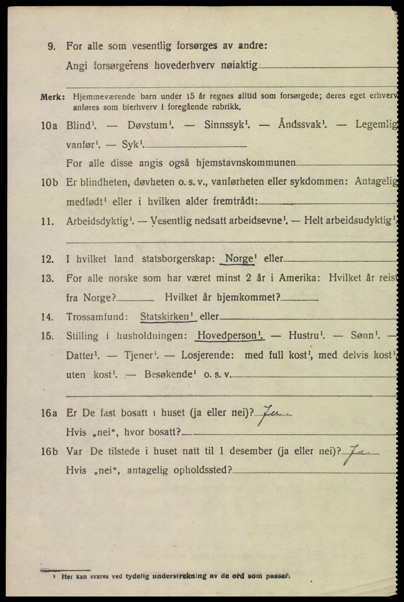 SAK, 1920 census for Valle, 1920, p. 2278