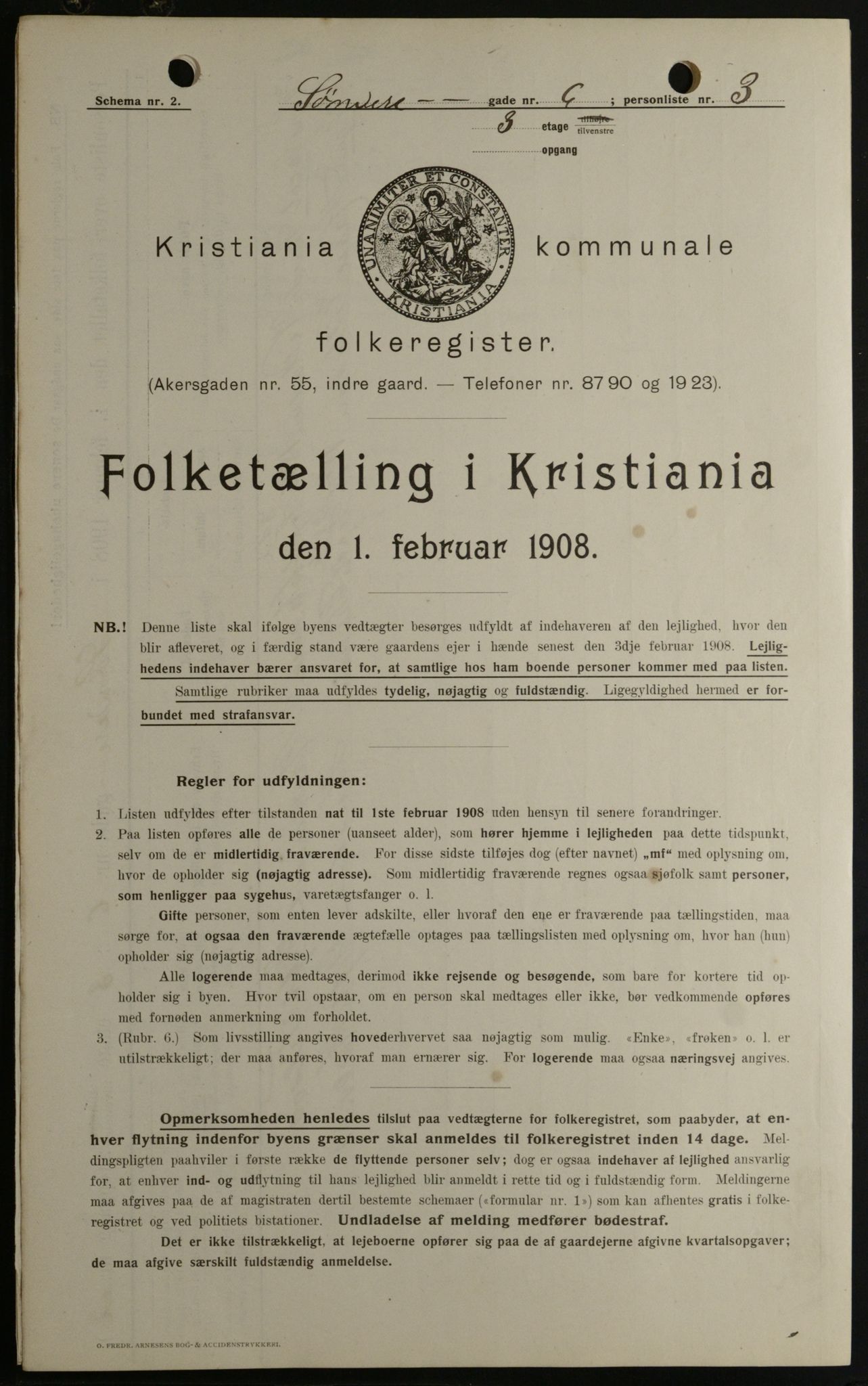 OBA, Municipal Census 1908 for Kristiania, 1908, p. 95598