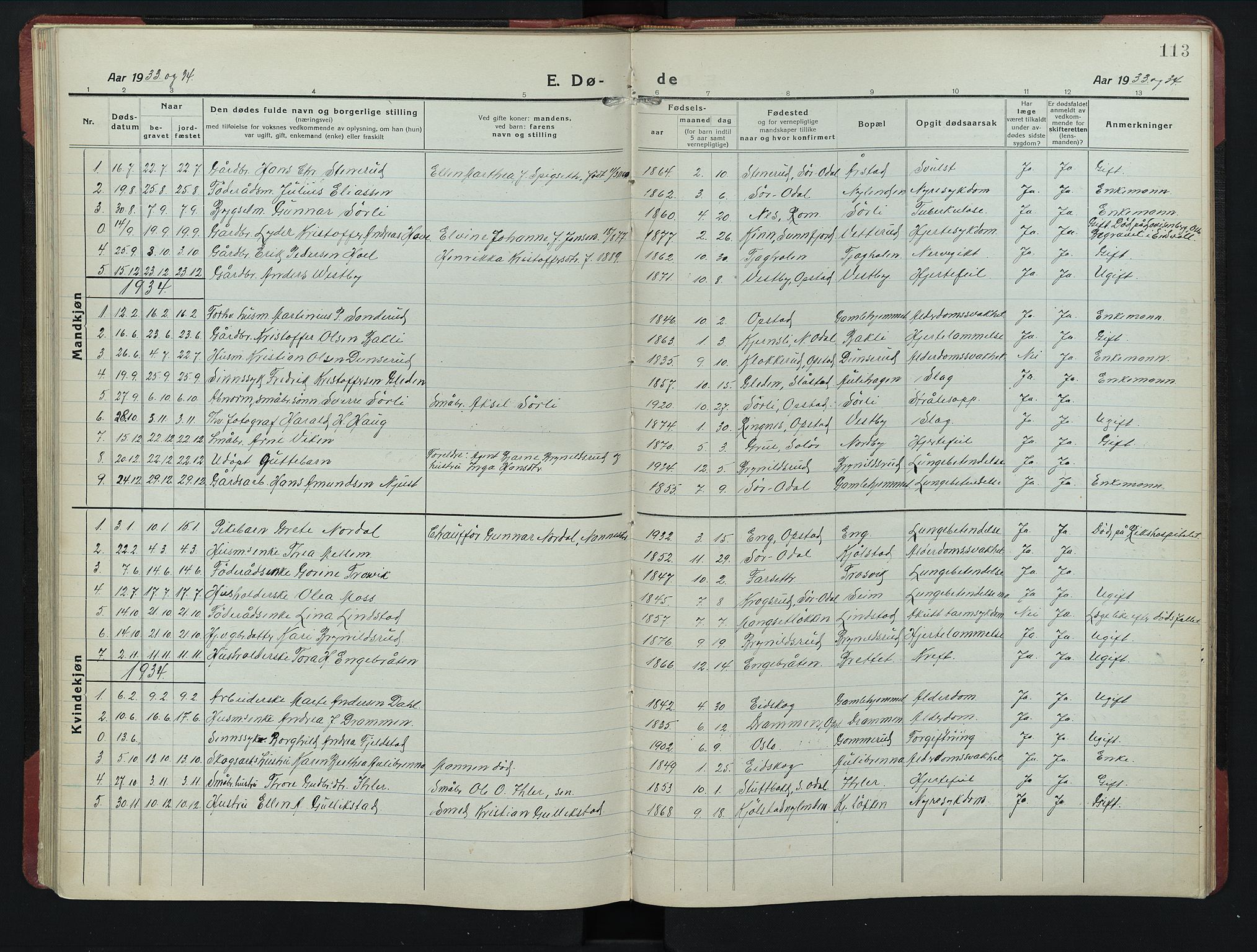 Sør-Odal prestekontor, SAH/PREST-030/H/Ha/Hab/L0010: Parish register (copy) no. 10, 1920-1953, p. 113