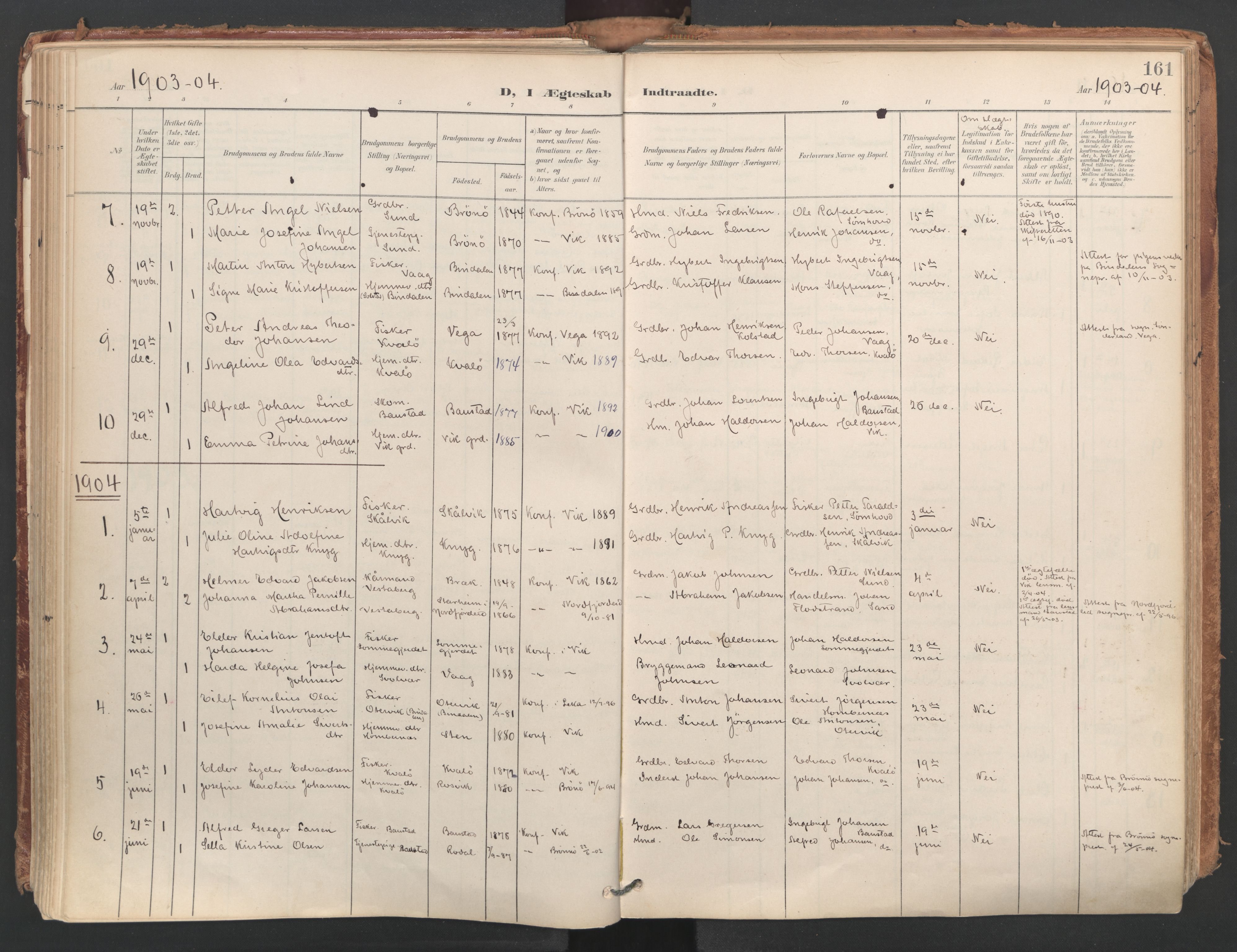 Ministerialprotokoller, klokkerbøker og fødselsregistre - Nordland, SAT/A-1459/812/L0180: Parish register (official) no. 812A09, 1901-1915, p. 161