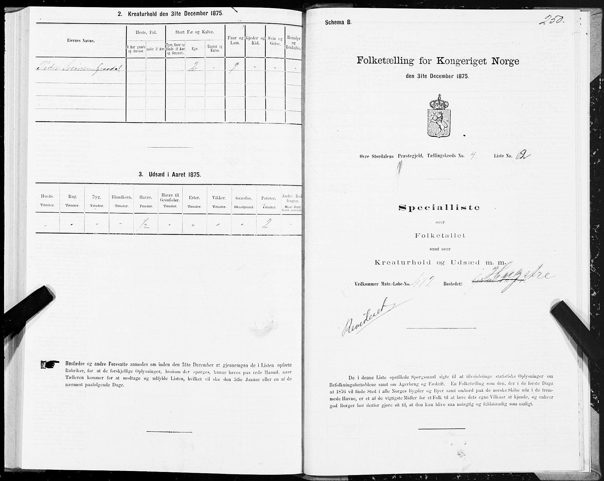 SAT, 1875 census for 1711P Øvre Stjørdal, 1875, p. 2250