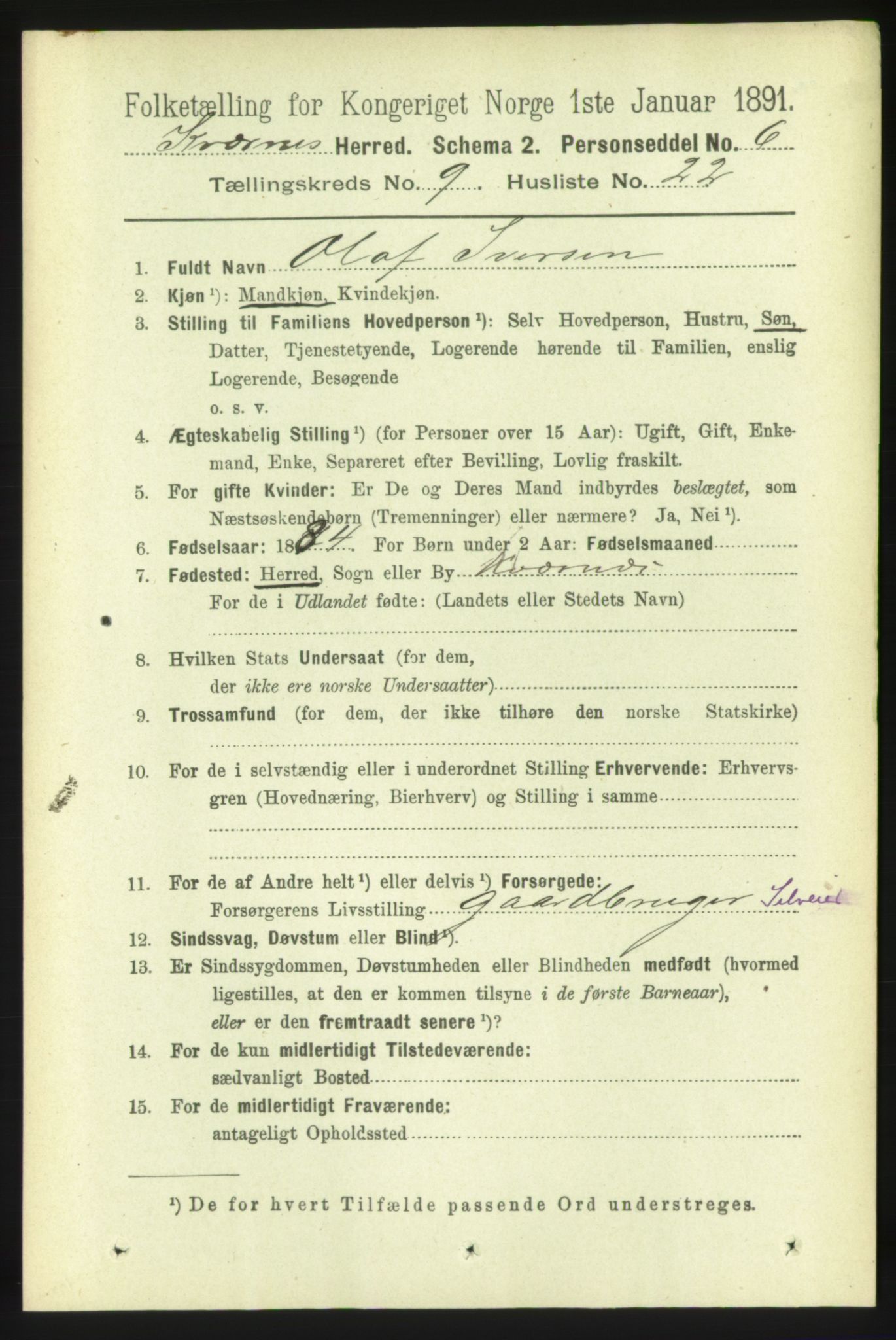 RA, 1891 census for 1553 Kvernes, 1891, p. 4111