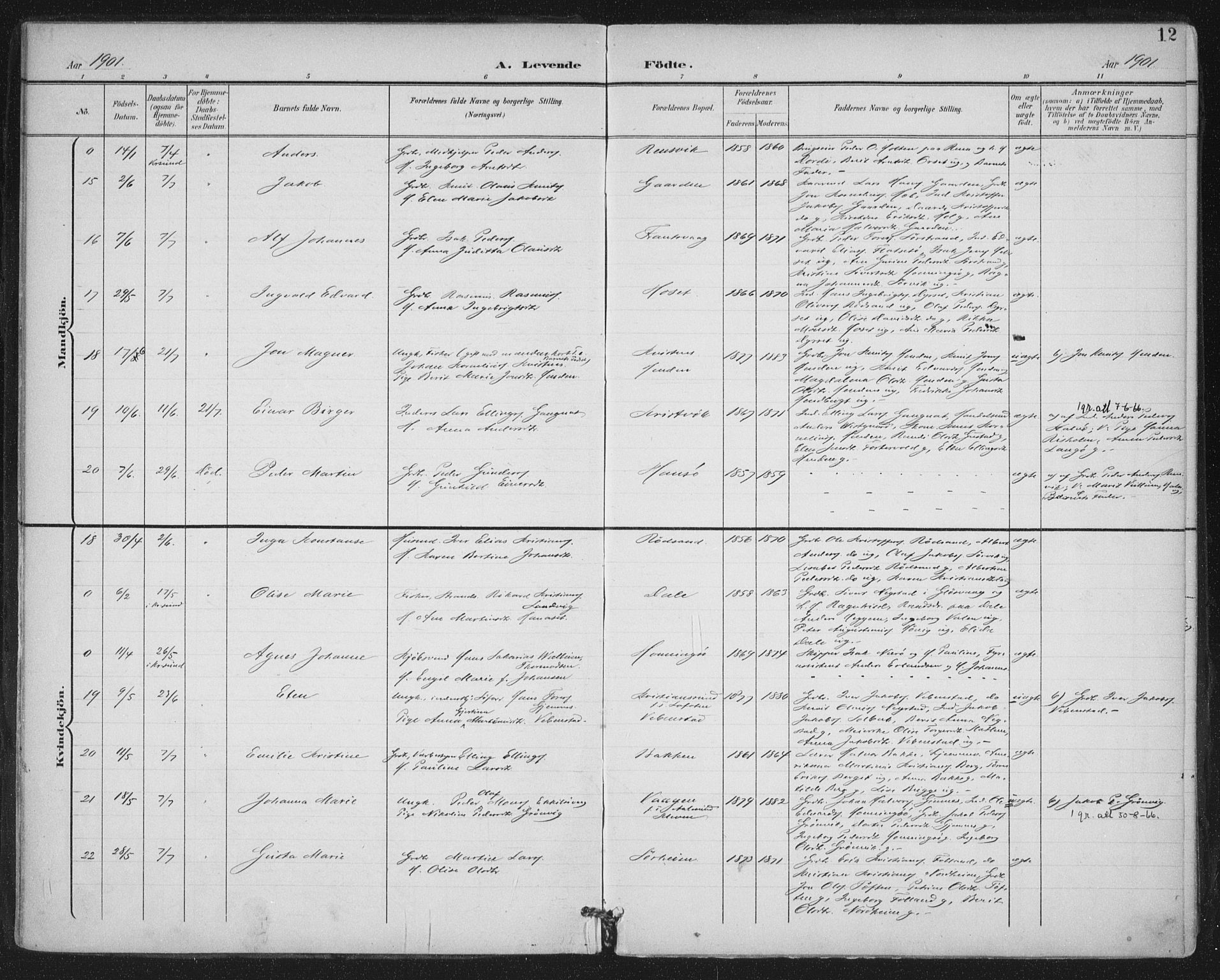 Ministerialprotokoller, klokkerbøker og fødselsregistre - Møre og Romsdal, AV/SAT-A-1454/569/L0820: Parish register (official) no. 569A06, 1900-1911, p. 12