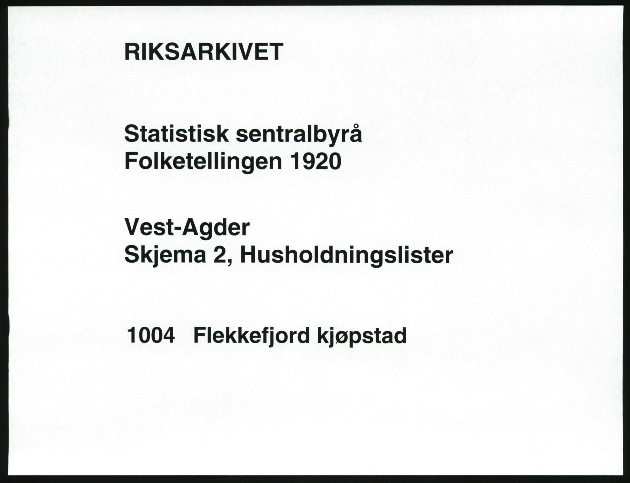 SAK, 1920 census for Flekkefjord, 1920, p. 814