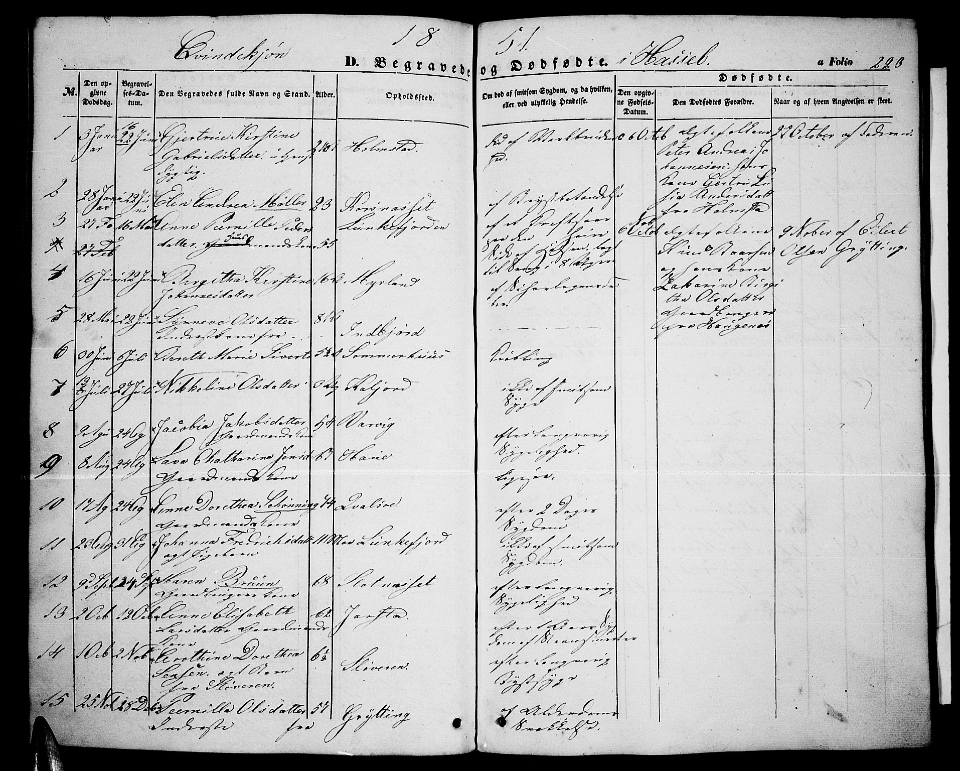 Ministerialprotokoller, klokkerbøker og fødselsregistre - Nordland, AV/SAT-A-1459/888/L1265: Parish register (copy) no. 888C03, 1850-1863, p. 223