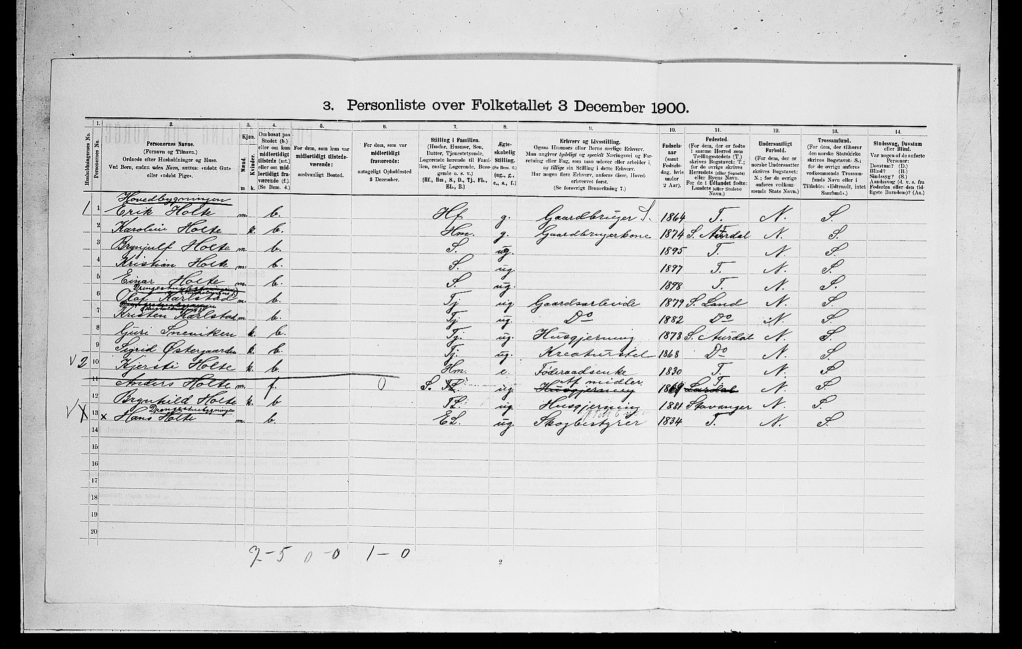 RA, 1900 census for Ådal, 1900, p. 757