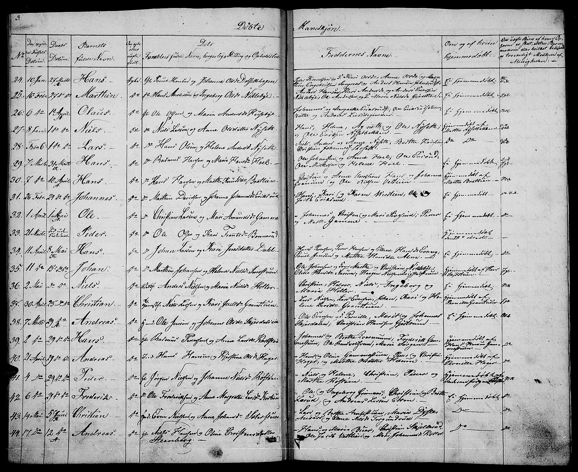Vestre Toten prestekontor, SAH/PREST-108/H/Ha/Hab/L0001: Parish register (copy) no. 1, 1830-1836, p. 3
