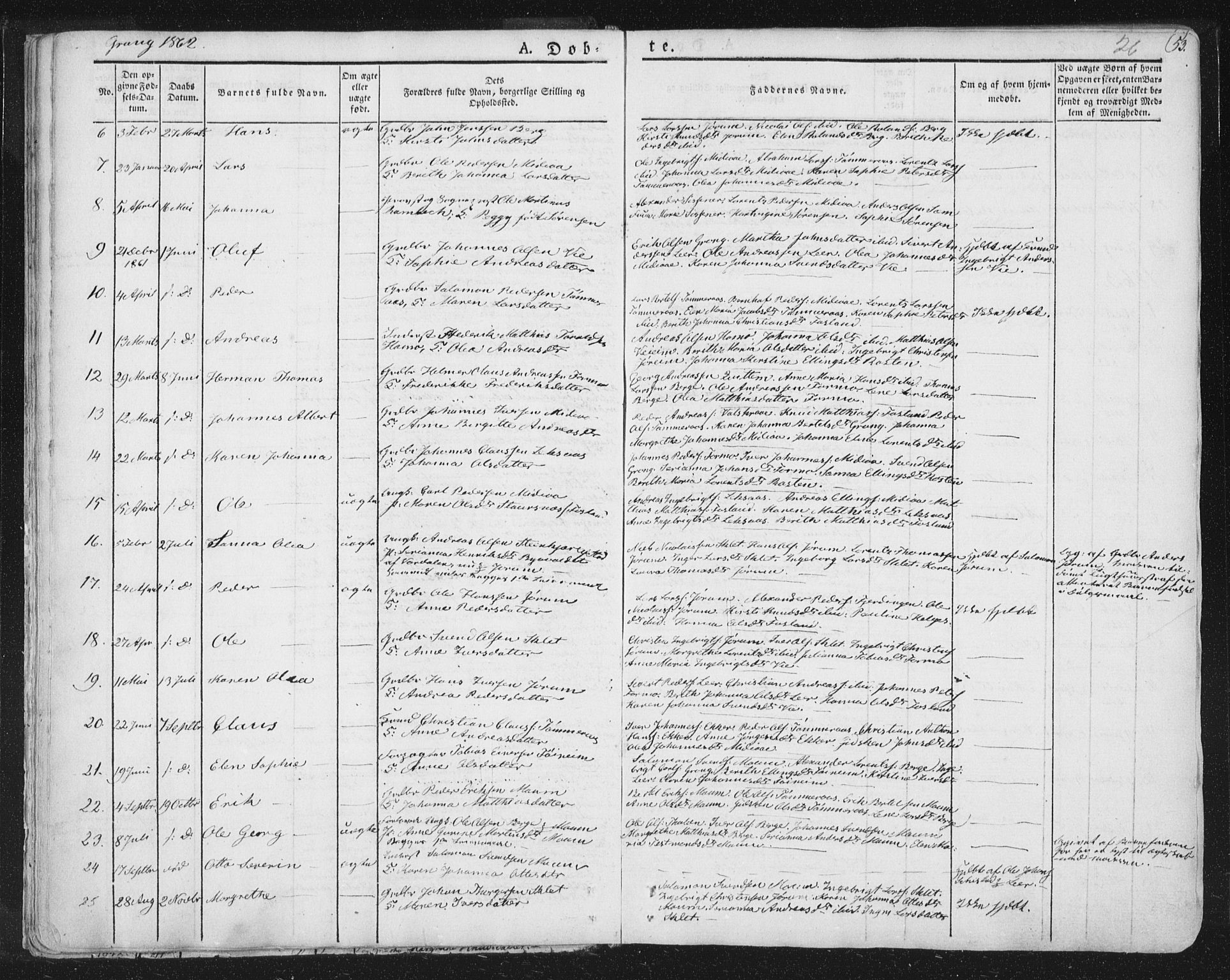 Ministerialprotokoller, klokkerbøker og fødselsregistre - Nord-Trøndelag, SAT/A-1458/758/L0513: Parish register (official) no. 758A02 /1, 1839-1868, p. 26