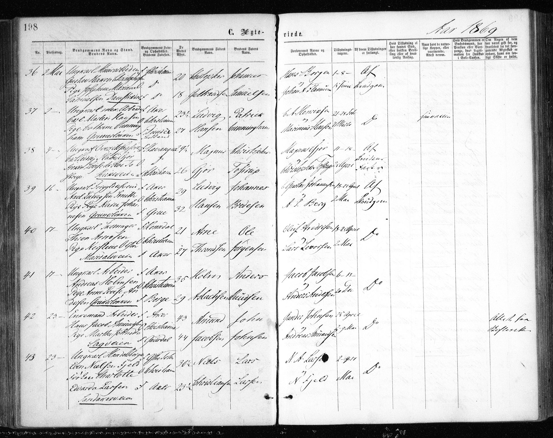 Gamle Aker prestekontor Kirkebøker, AV/SAO-A-10617a/F/L0003: Parish register (official) no. 3, 1865-1873, p. 198