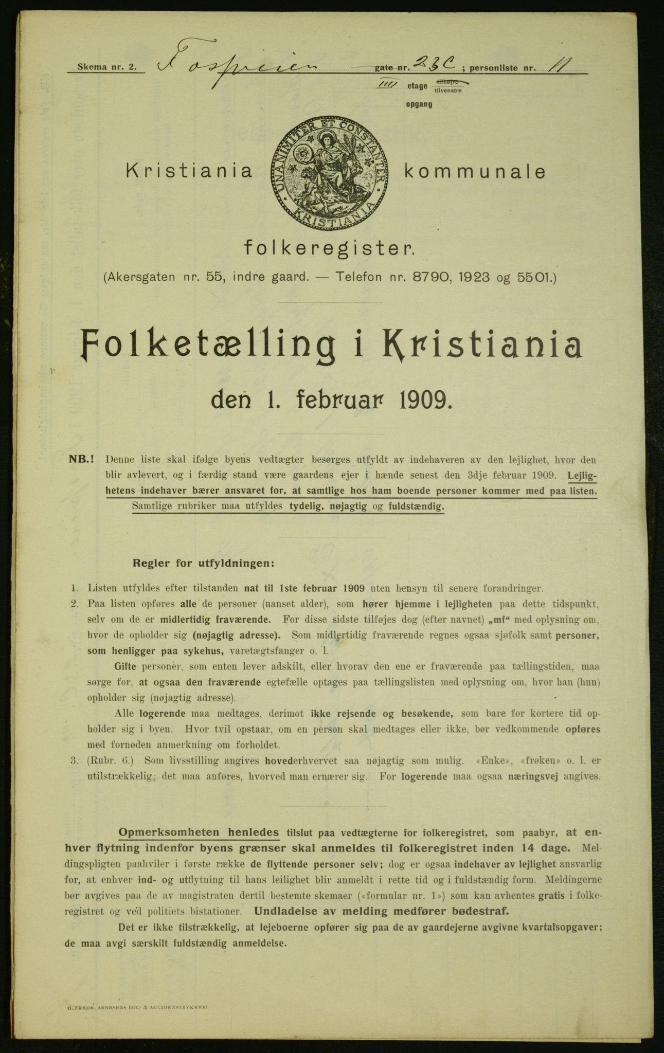 OBA, Municipal Census 1909 for Kristiania, 1909, p. 22901