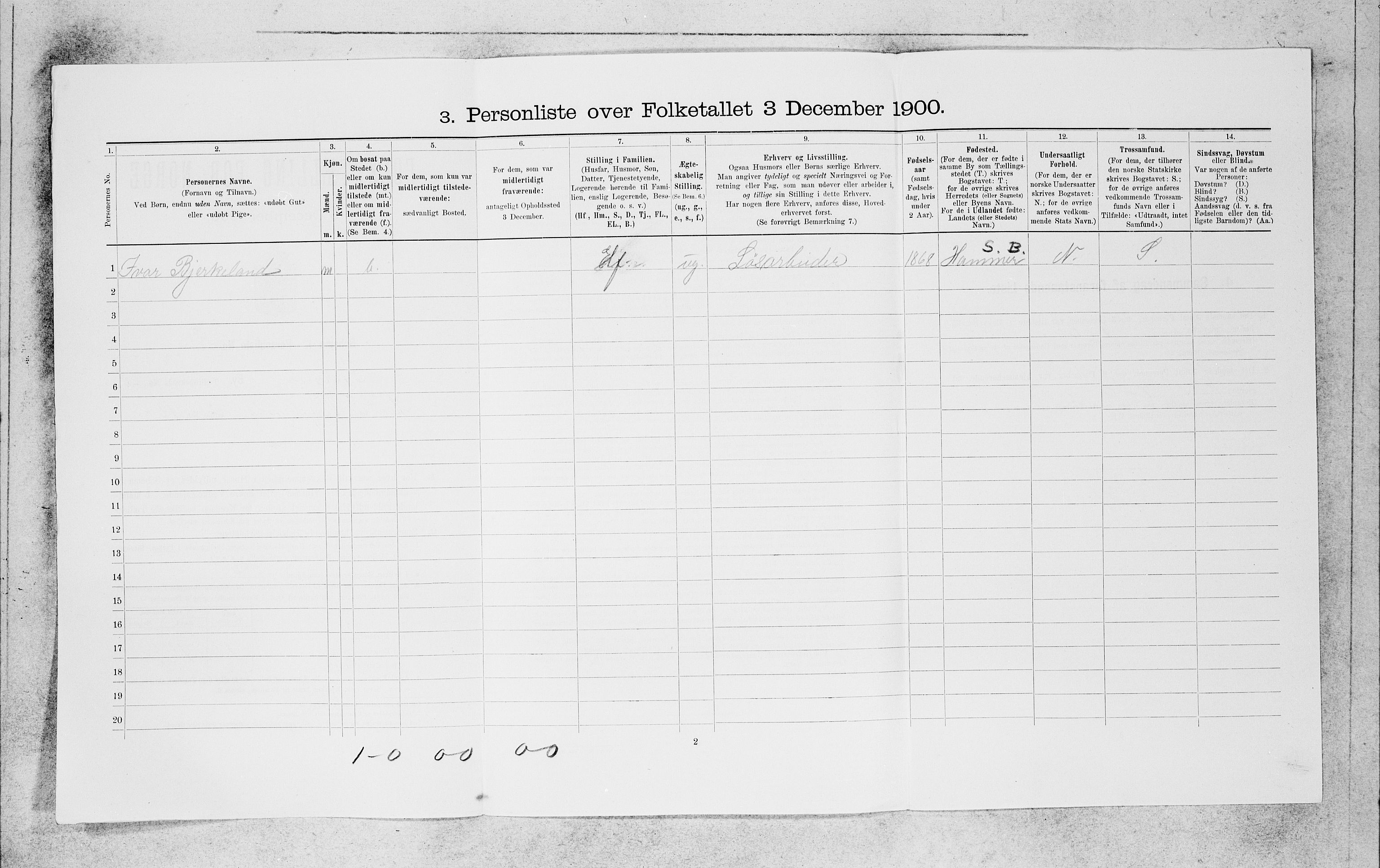 SAB, 1900 census for Bergen, 1900, p. 12959