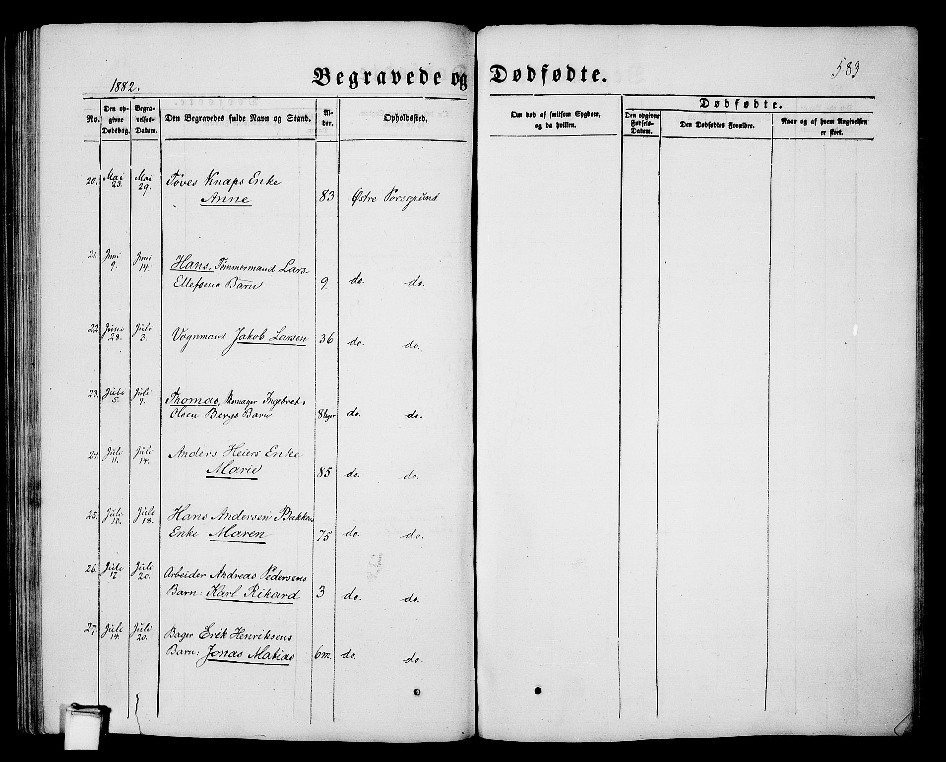 Porsgrunn kirkebøker , AV/SAKO-A-104/G/Gb/L0004: Parish register (copy) no. II 4, 1853-1882, p. 583