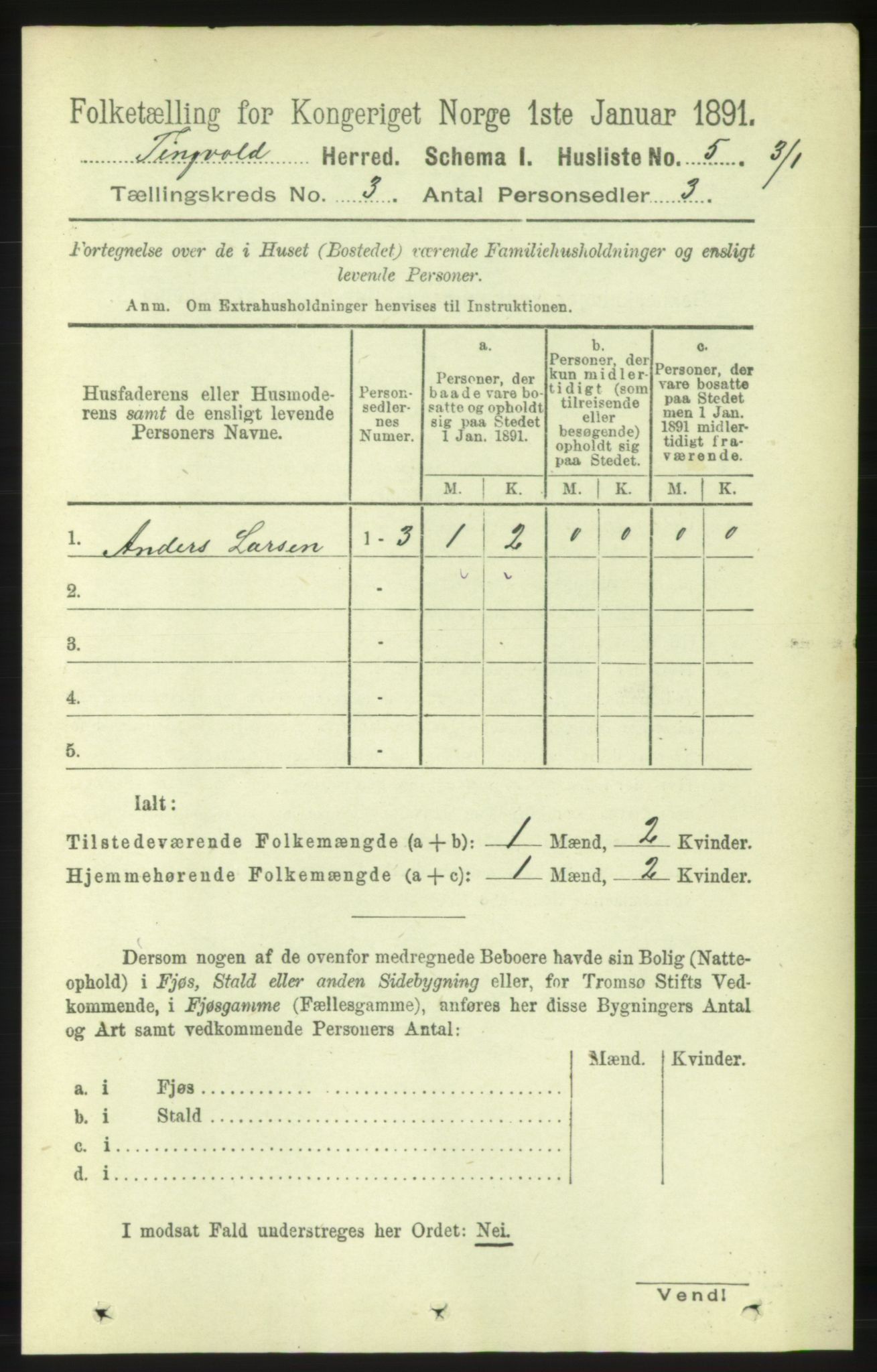 RA, 1891 census for 1560 Tingvoll, 1891, p. 910