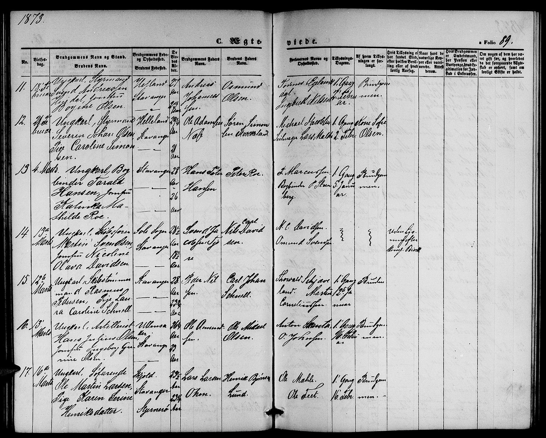 St. Petri sokneprestkontor, AV/SAST-A-101813/001/30/30BB/L0002: Parish register (copy) no. B 2, 1865-1885, p. 89