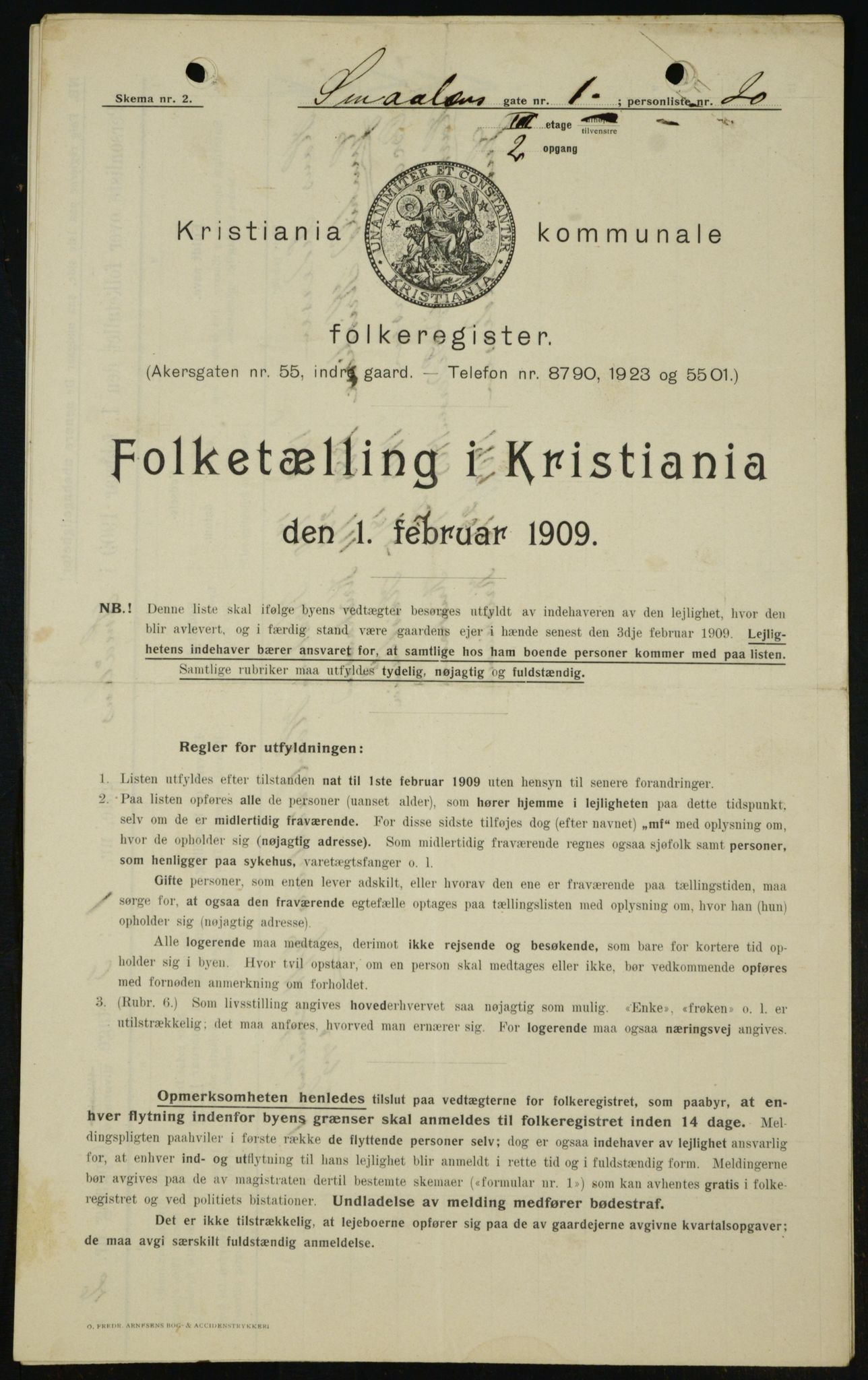 OBA, Municipal Census 1909 for Kristiania, 1909, p. 88592