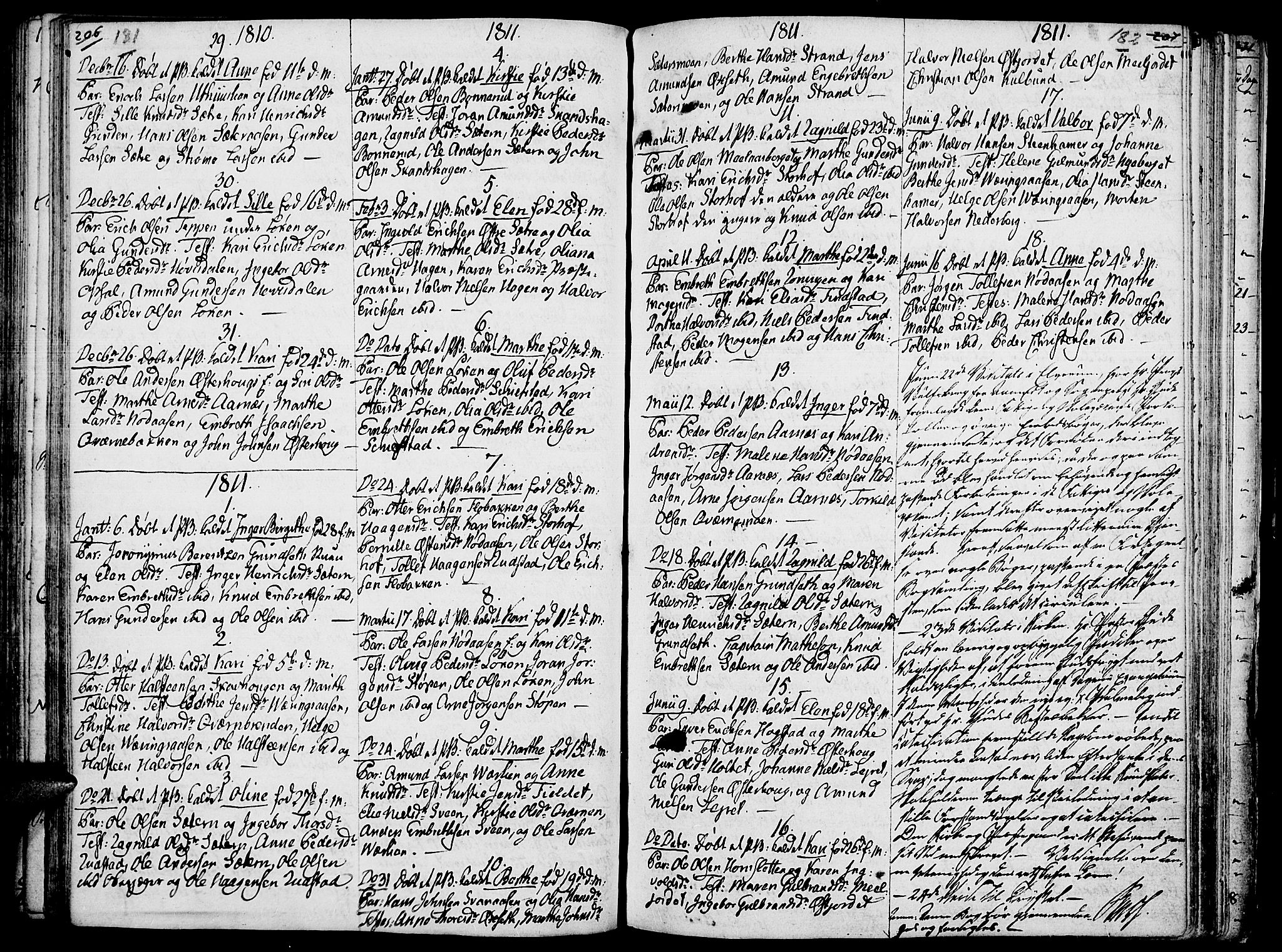 Elverum prestekontor, SAH/PREST-044/H/Ha/Haa/L0006: Parish register (official) no. 6, 1794-1814, p. 181-182