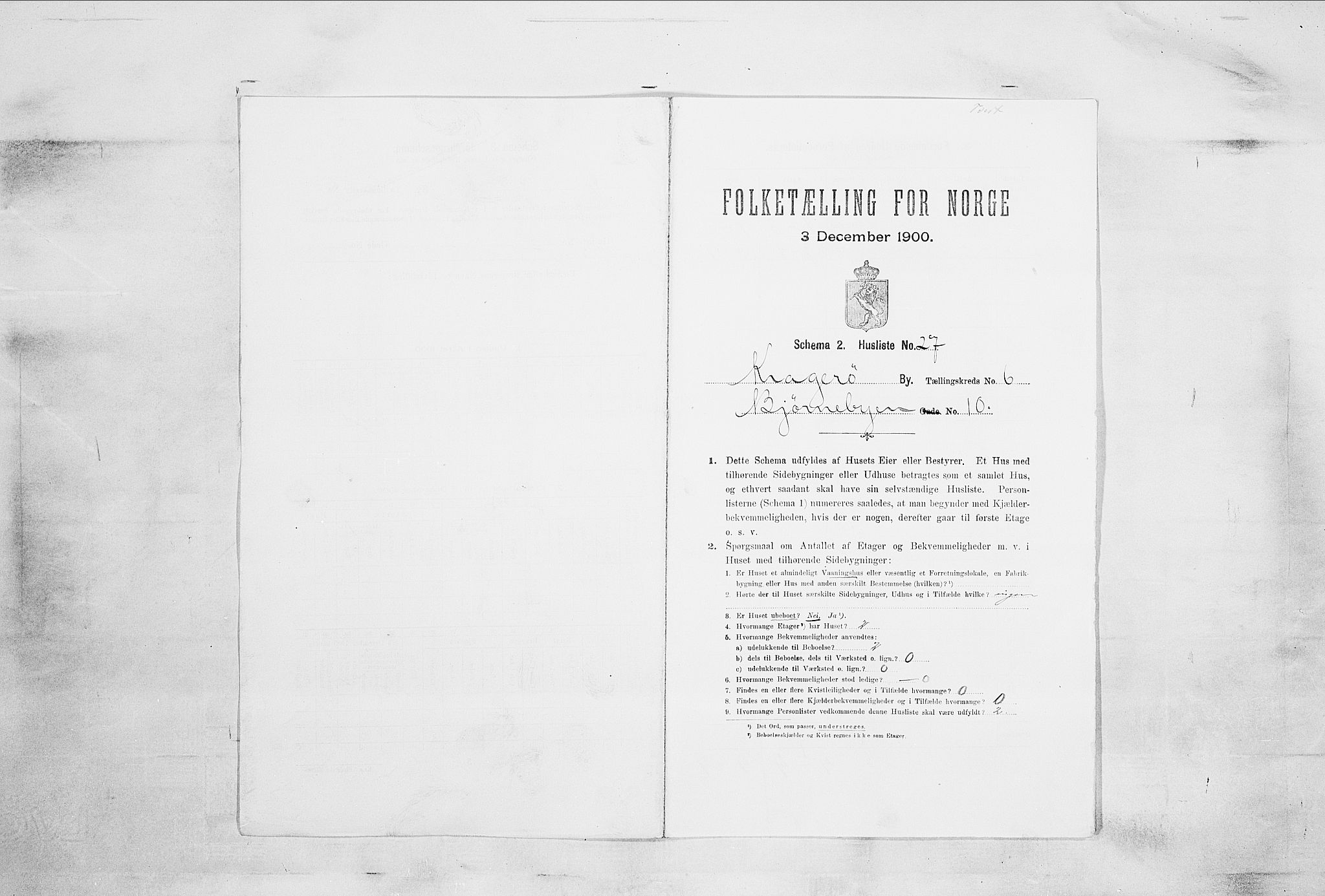 SAKO, 1900 census for Kragerø, 1900, p. 843