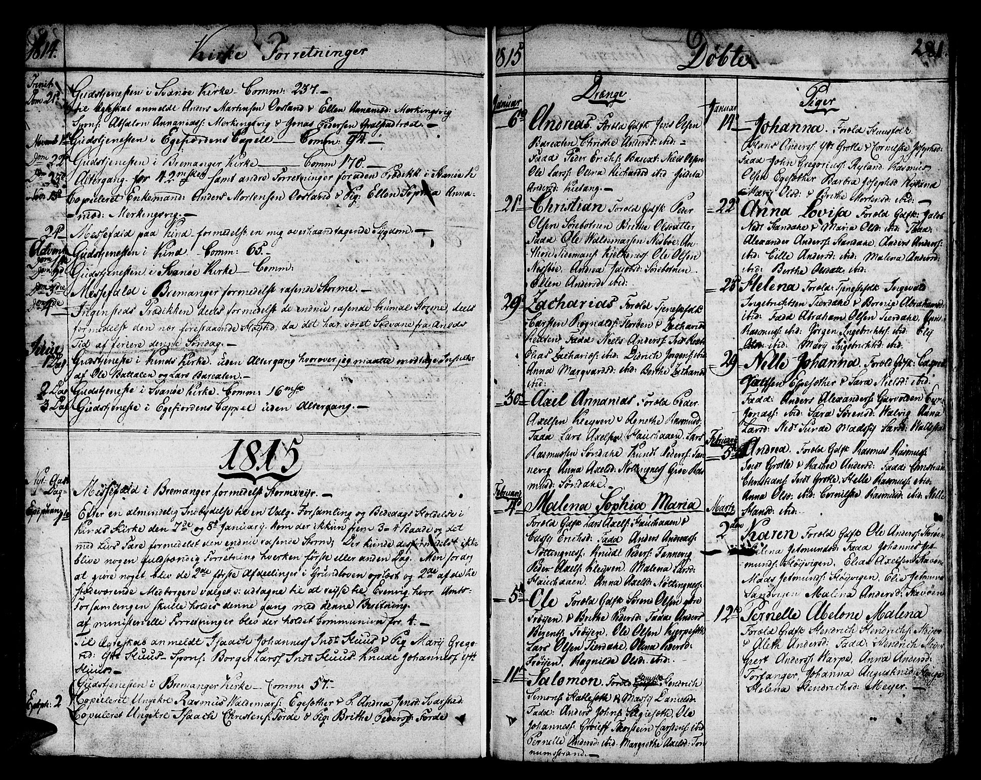 Kinn sokneprestembete, SAB/A-80801/H/Haa/Haaa/L0003: Parish register (official) no. A 3, 1785-1821, p. 281