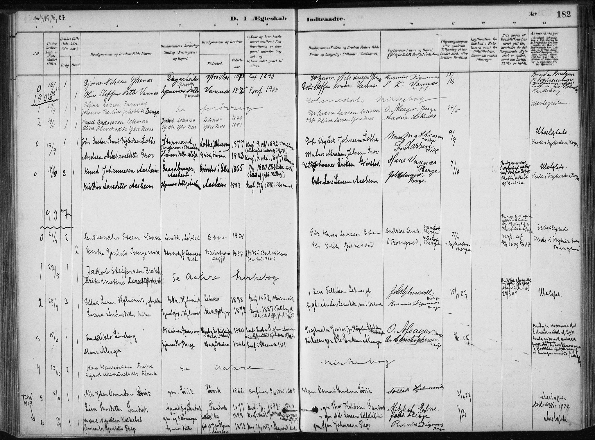 Skånevik sokneprestembete, SAB/A-77801/H/Haa: Parish register (official) no. B 1, 1879-1914, p. 182