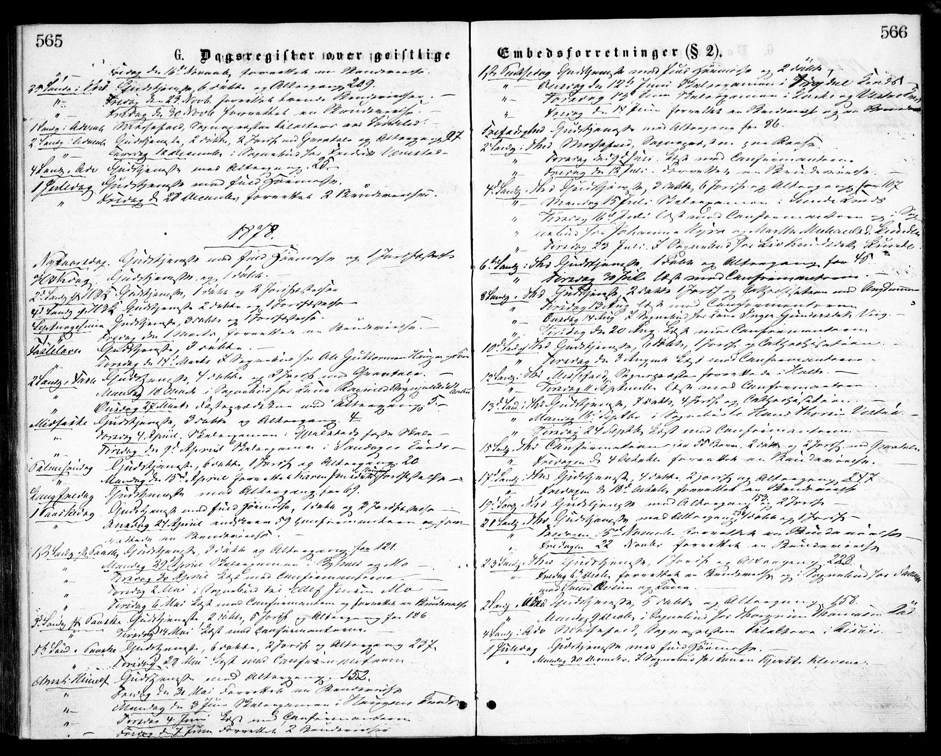 Gjerstad sokneprestkontor, AV/SAK-1111-0014/F/Fa/Faa/L0008: Parish register (official) no. A 8, 1876-1884, p. 565-566