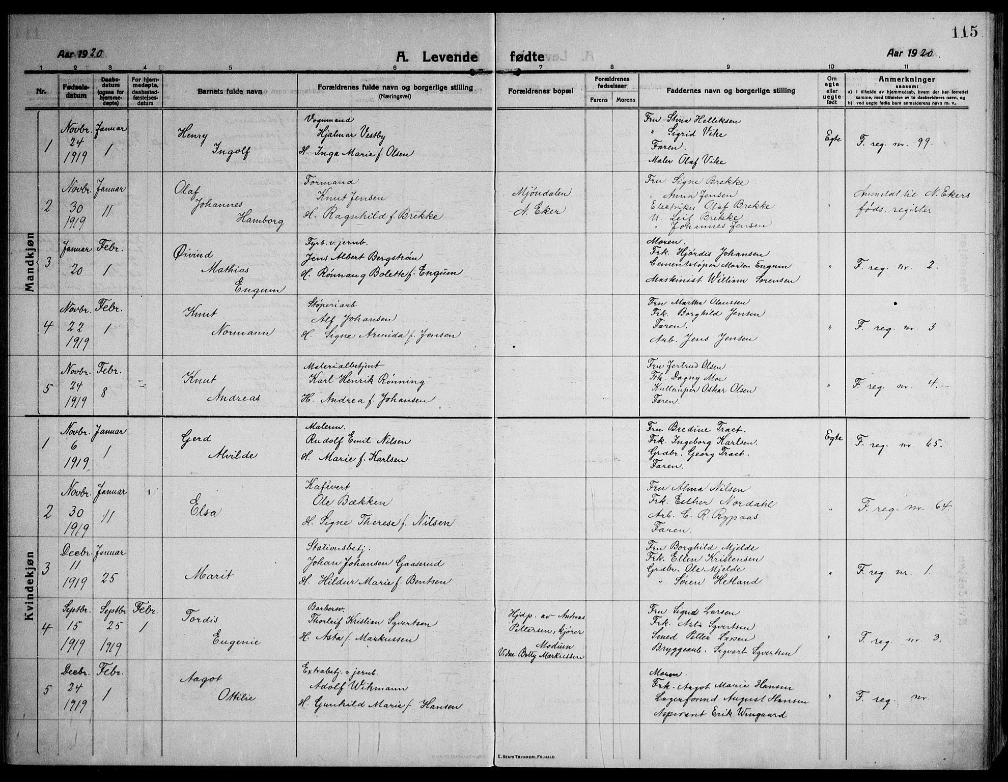 Strømsø kirkebøker, AV/SAKO-A-246/F/Fa/L0029: Parish register (official) no. I 27, 1915-1930, p. 115