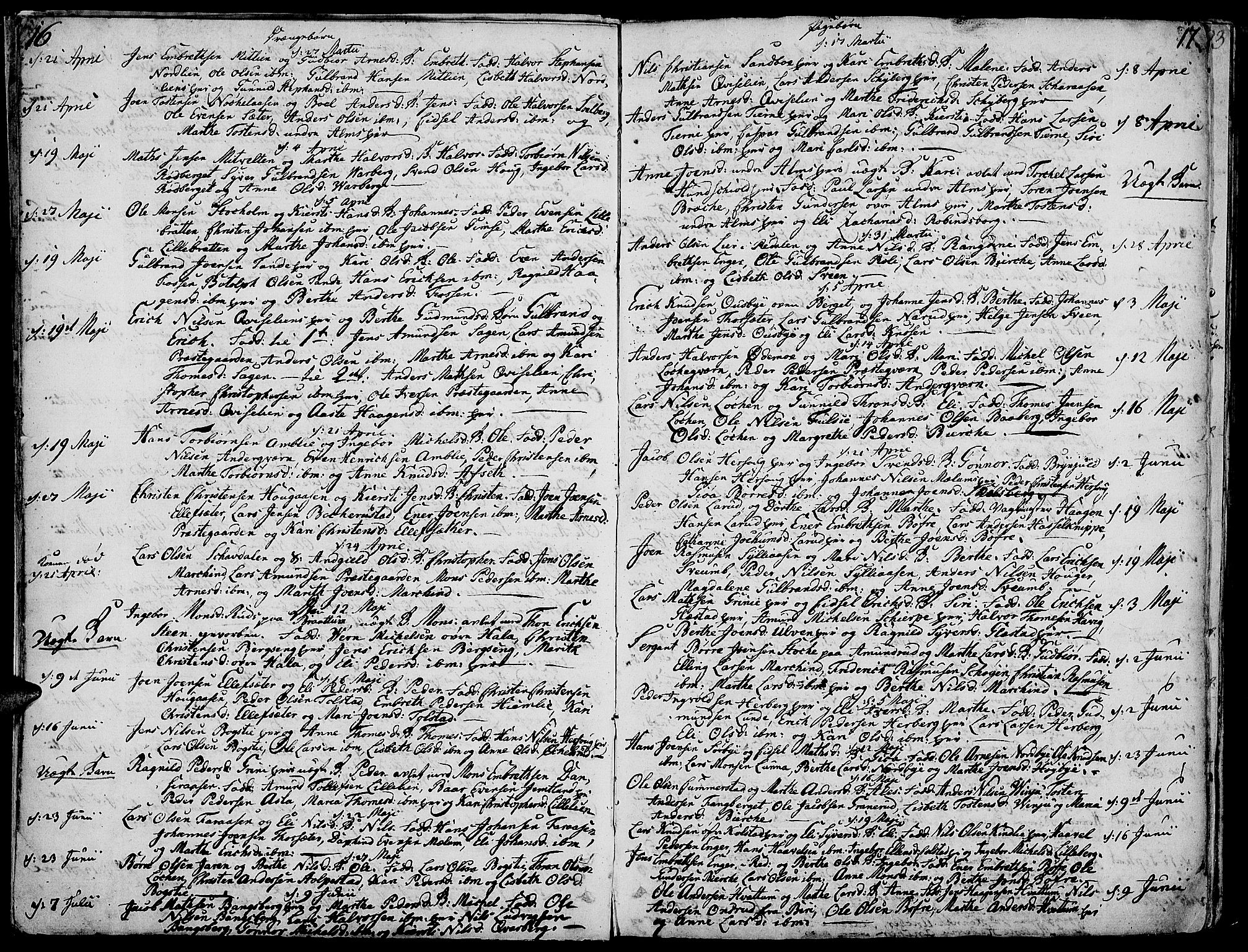 Ringsaker prestekontor, AV/SAH-PREST-014/K/Ka/L0003: Parish register (official) no. 3, 1775-1798, p. 16-17