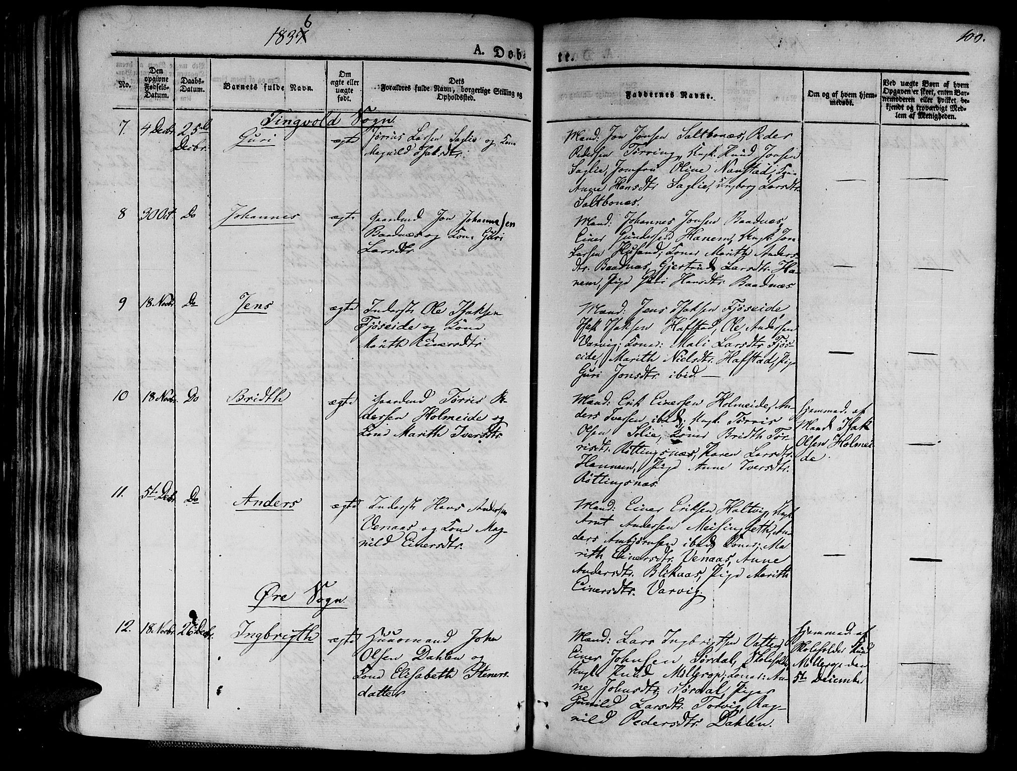 Ministerialprotokoller, klokkerbøker og fødselsregistre - Møre og Romsdal, AV/SAT-A-1454/586/L0983: Parish register (official) no. 586A09, 1829-1843, p. 100