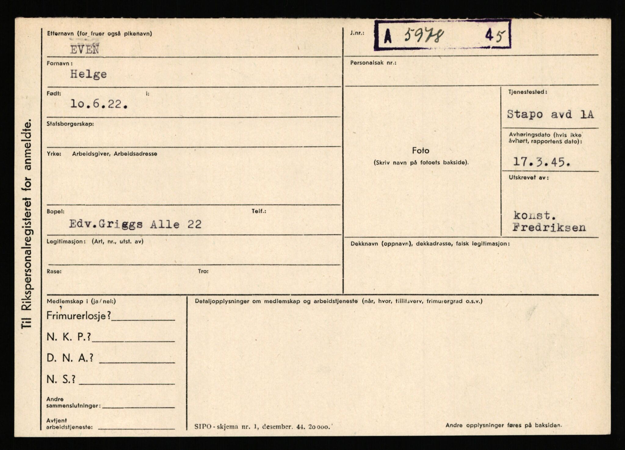 Statspolitiet - Hovedkontoret / Osloavdelingen, AV/RA-S-1329/C/Ca/L0004: Eid - funn av gjenstander	, 1943-1945, p. 2292