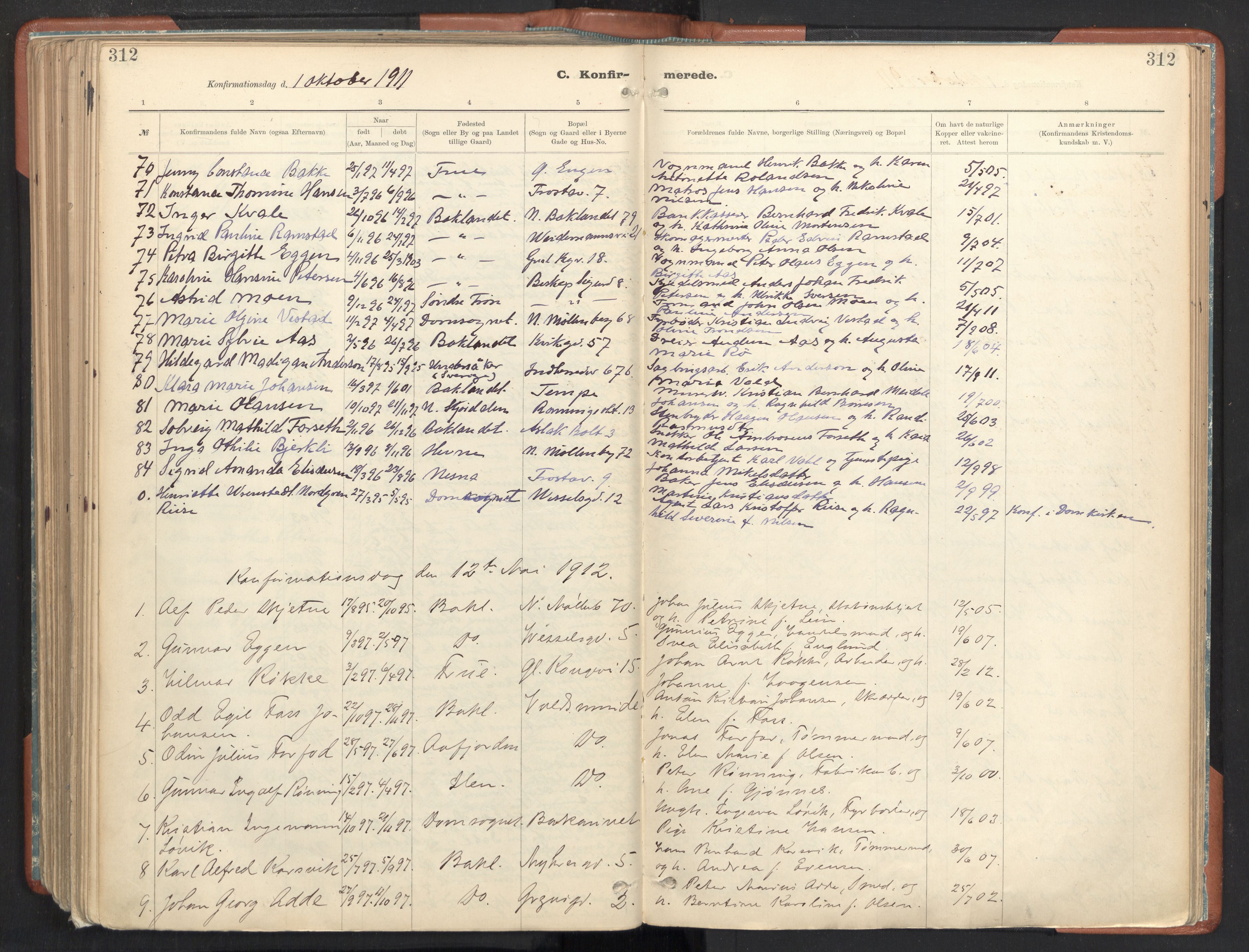 Ministerialprotokoller, klokkerbøker og fødselsregistre - Sør-Trøndelag, SAT/A-1456/605/L0243: Parish register (official) no. 605A05, 1908-1923, p. 312