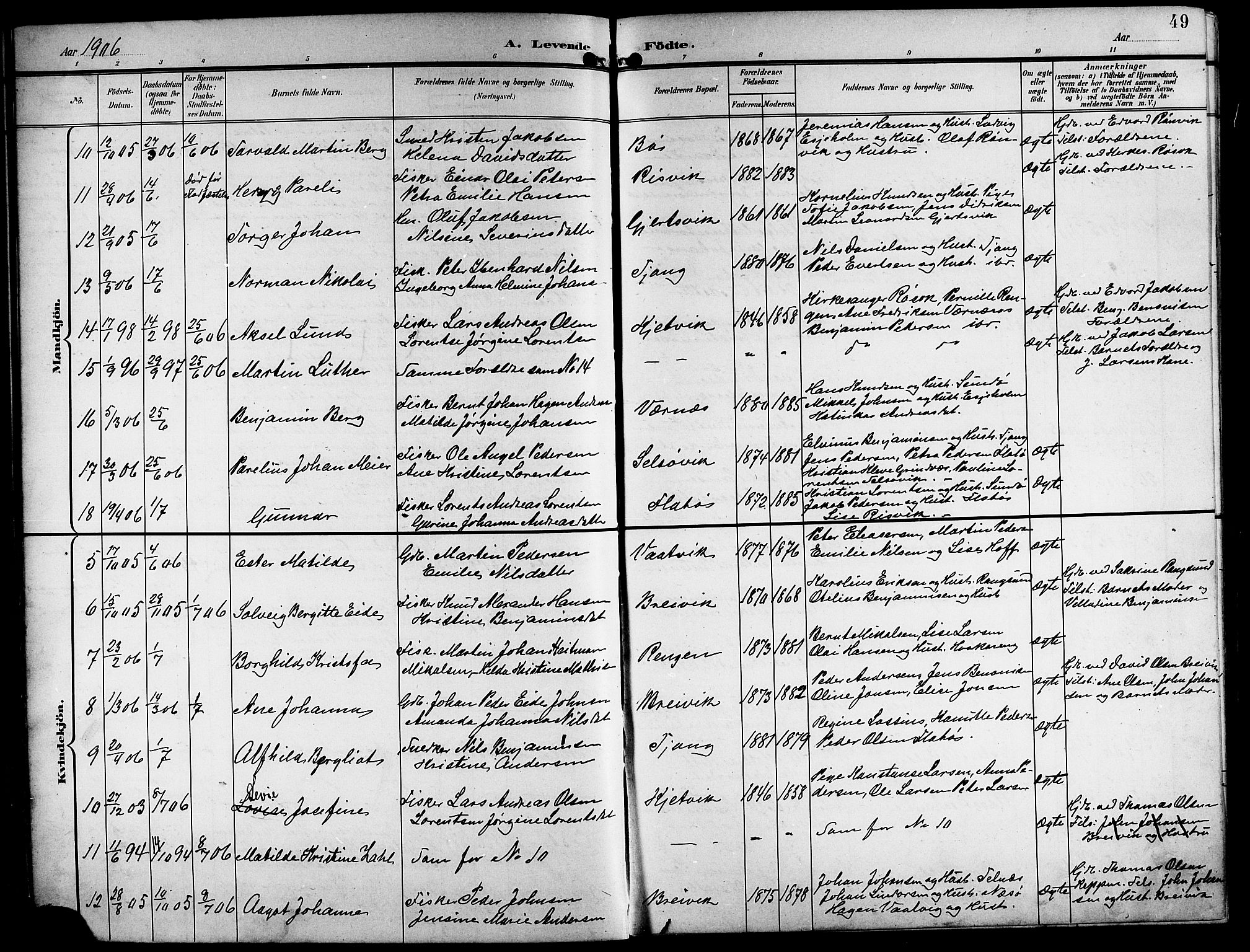 Ministerialprotokoller, klokkerbøker og fødselsregistre - Nordland, SAT/A-1459/841/L0621: Parish register (copy) no. 841C05, 1897-1923, p. 49