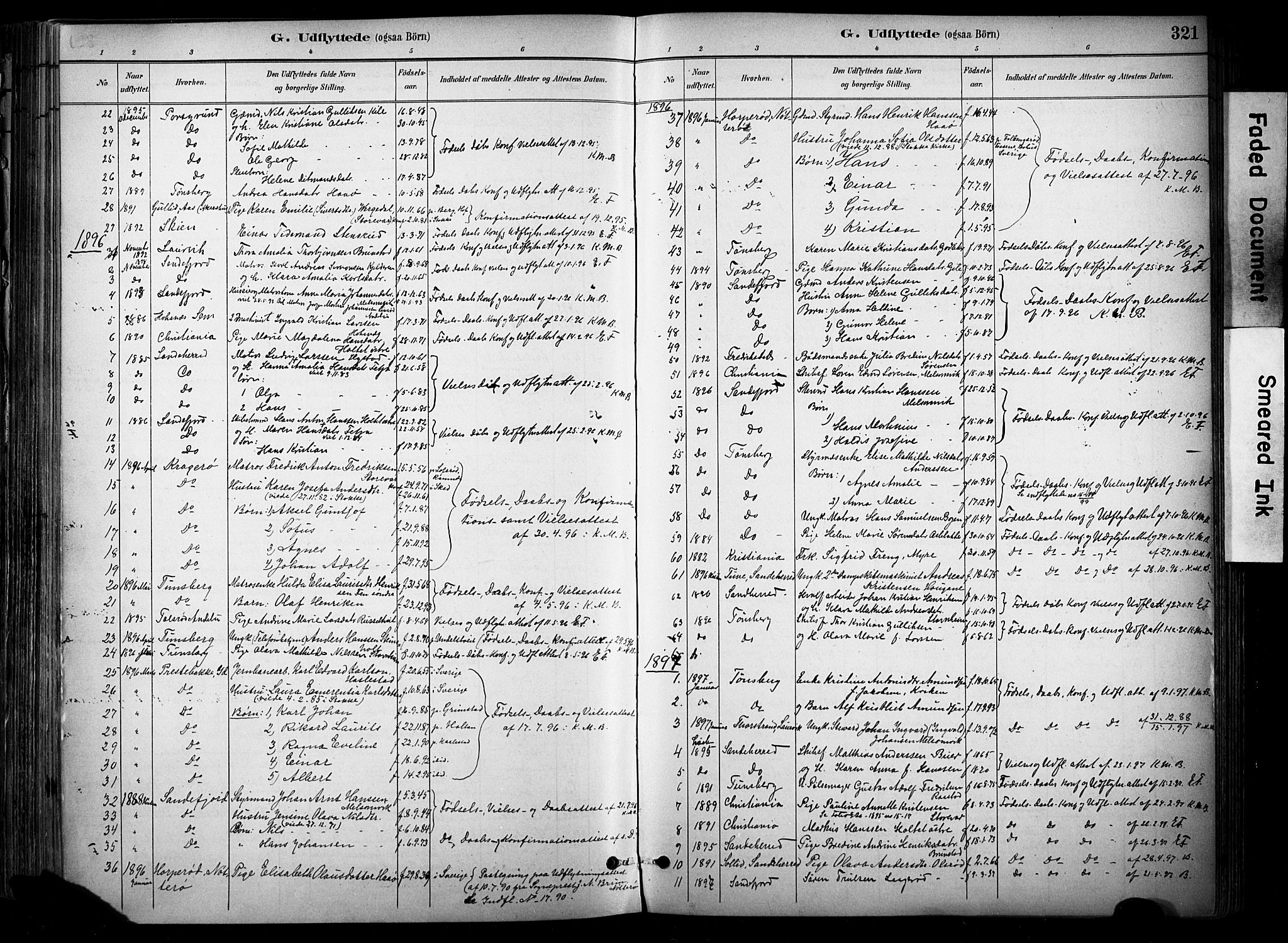 Stokke kirkebøker, SAKO/A-320/F/Fa/L0010: Parish register (official) no. I 10, 1884-1903, p. 321