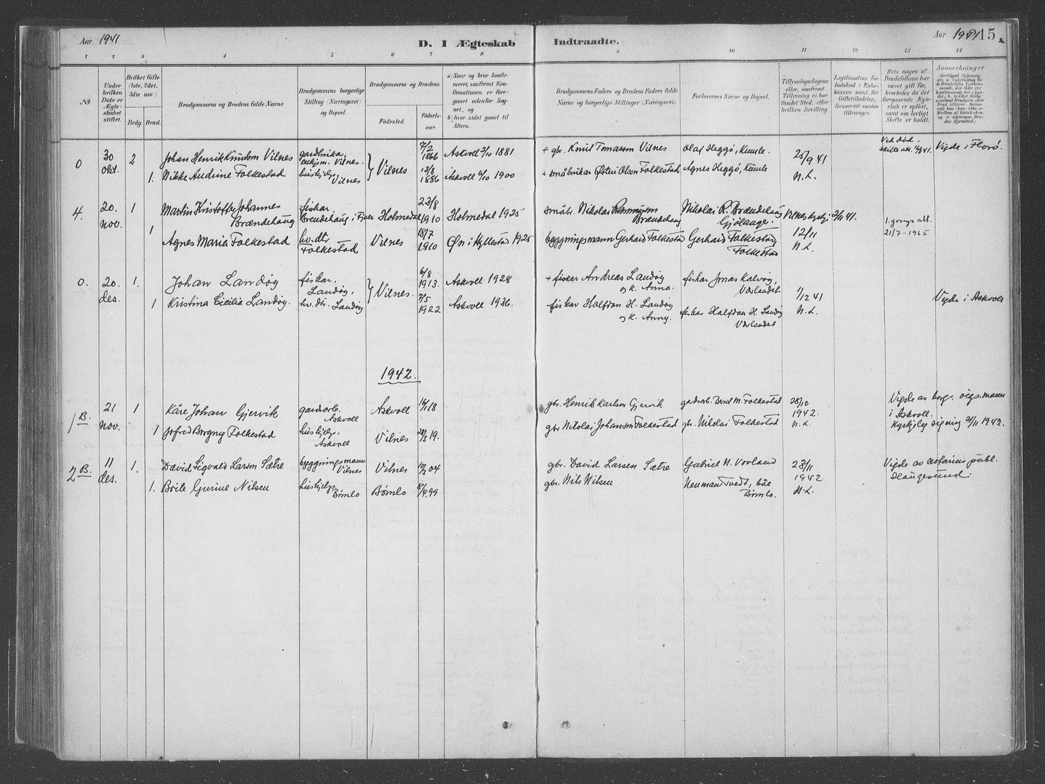 Askvoll sokneprestembete, SAB/A-79501/H/Haa/Haac/L0001: Parish register (official) no. C  1, 1879-1922, p. 215