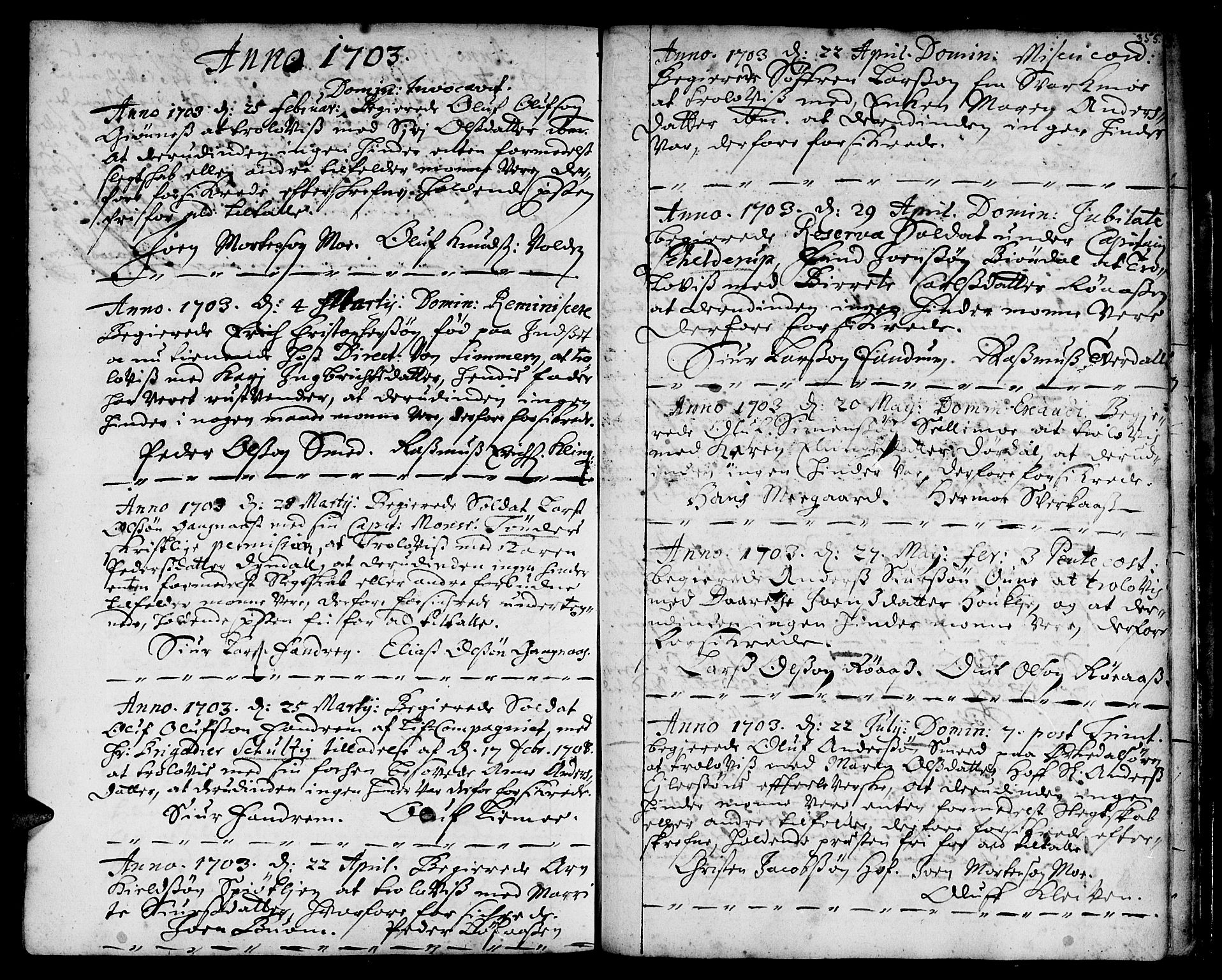 Ministerialprotokoller, klokkerbøker og fødselsregistre - Sør-Trøndelag, SAT/A-1456/668/L0801: Parish register (official) no. 668A01, 1695-1716, p. 354-355
