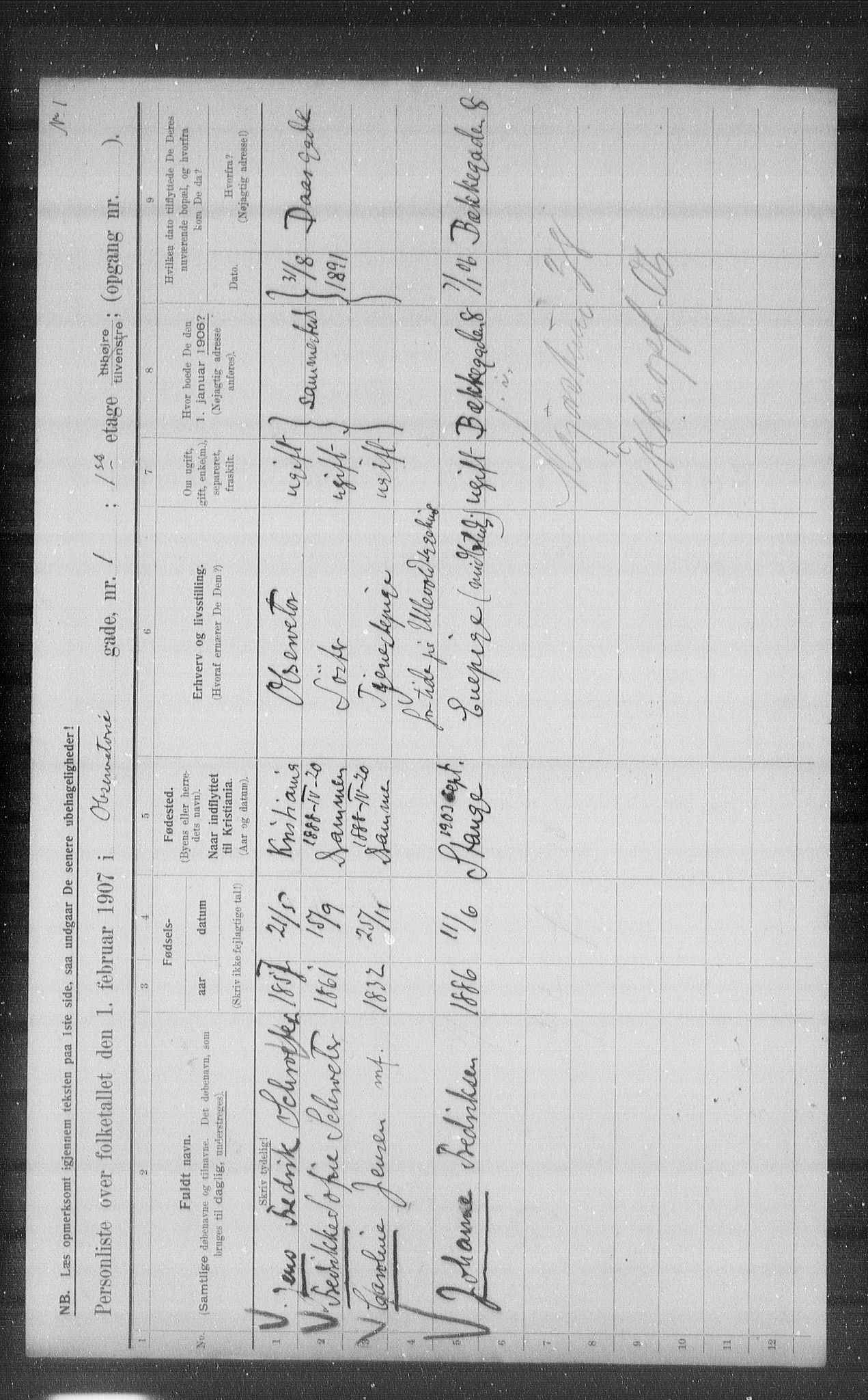 OBA, Municipal Census 1907 for Kristiania, 1907, p. 38026