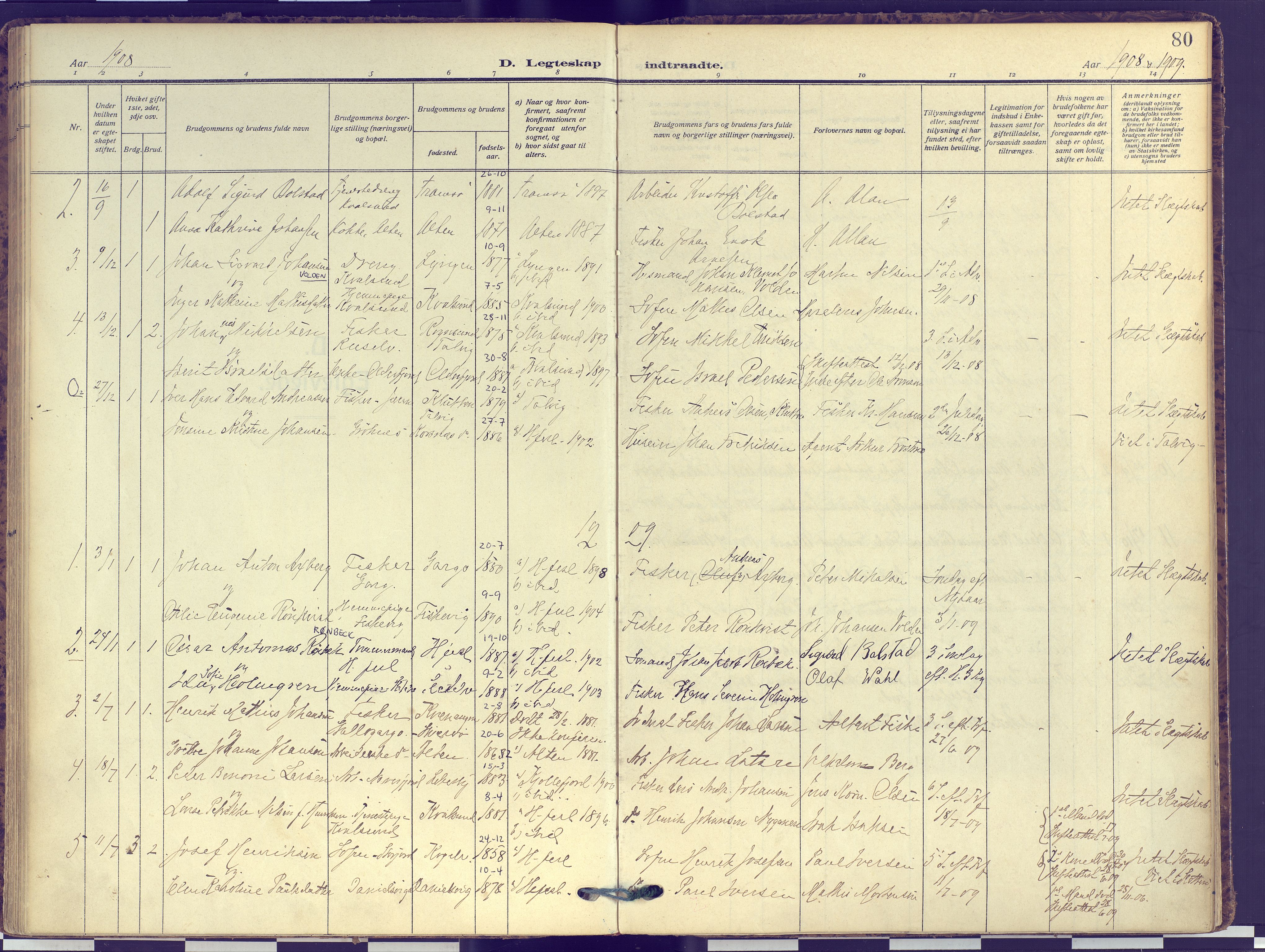 Hammerfest sokneprestkontor, SATØ/S-1347: Parish register (official) no. 16, 1908-1923, p. 80