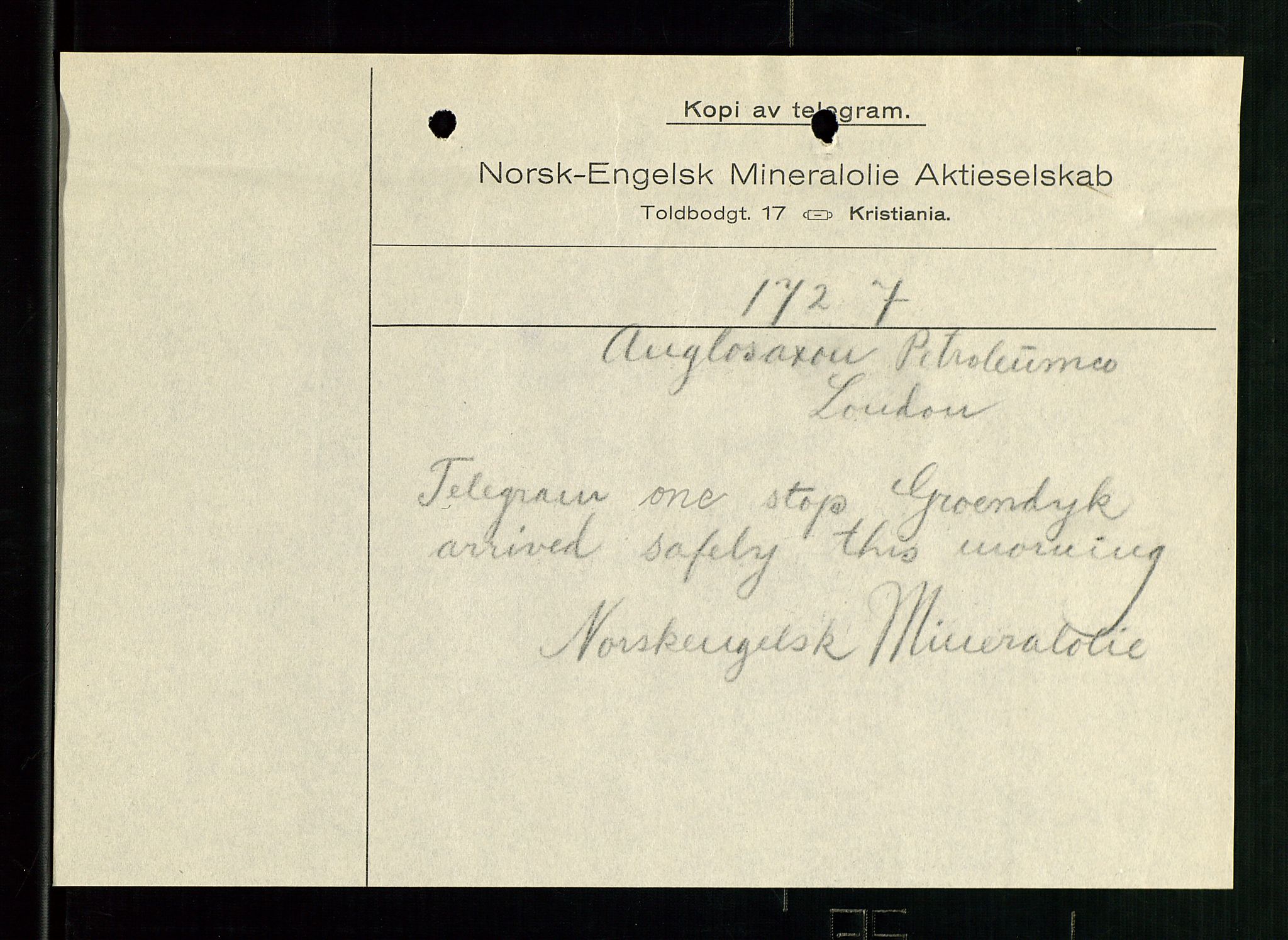 Pa 1521 - A/S Norske Shell, AV/SAST-A-101915/E/Ea/Eaa/L0001: Sjefskorrespondanse, 1917, p. 41