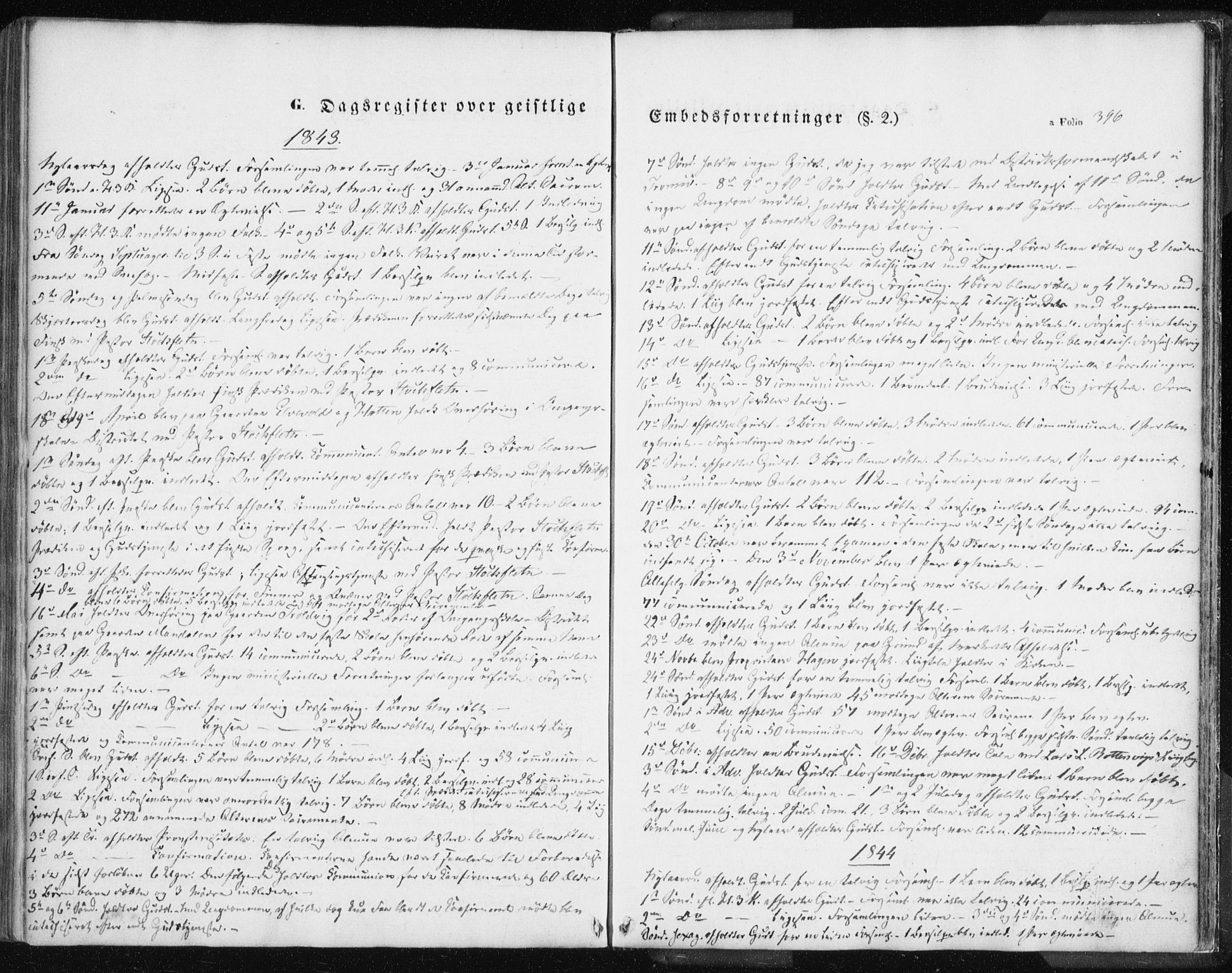 Lyngen sokneprestembete, SATØ/S-1289/H/He/Hea/L0004kirke: Parish register (official) no. 4, 1839-1858, p. 396