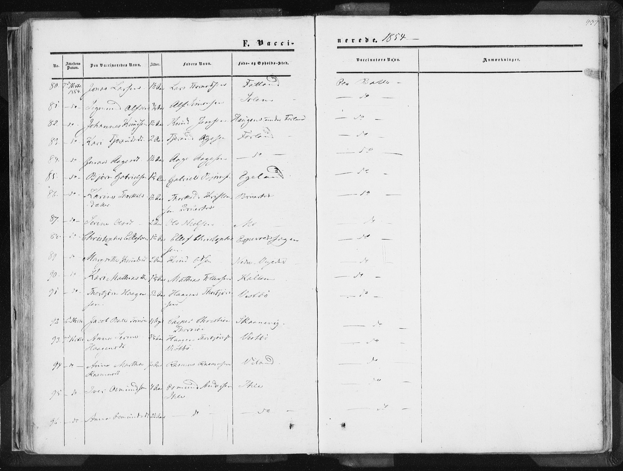 Vikedal sokneprestkontor, AV/SAST-A-101840/01/IV: Parish register (official) no. A 6.2, 1851-1867, p. 437