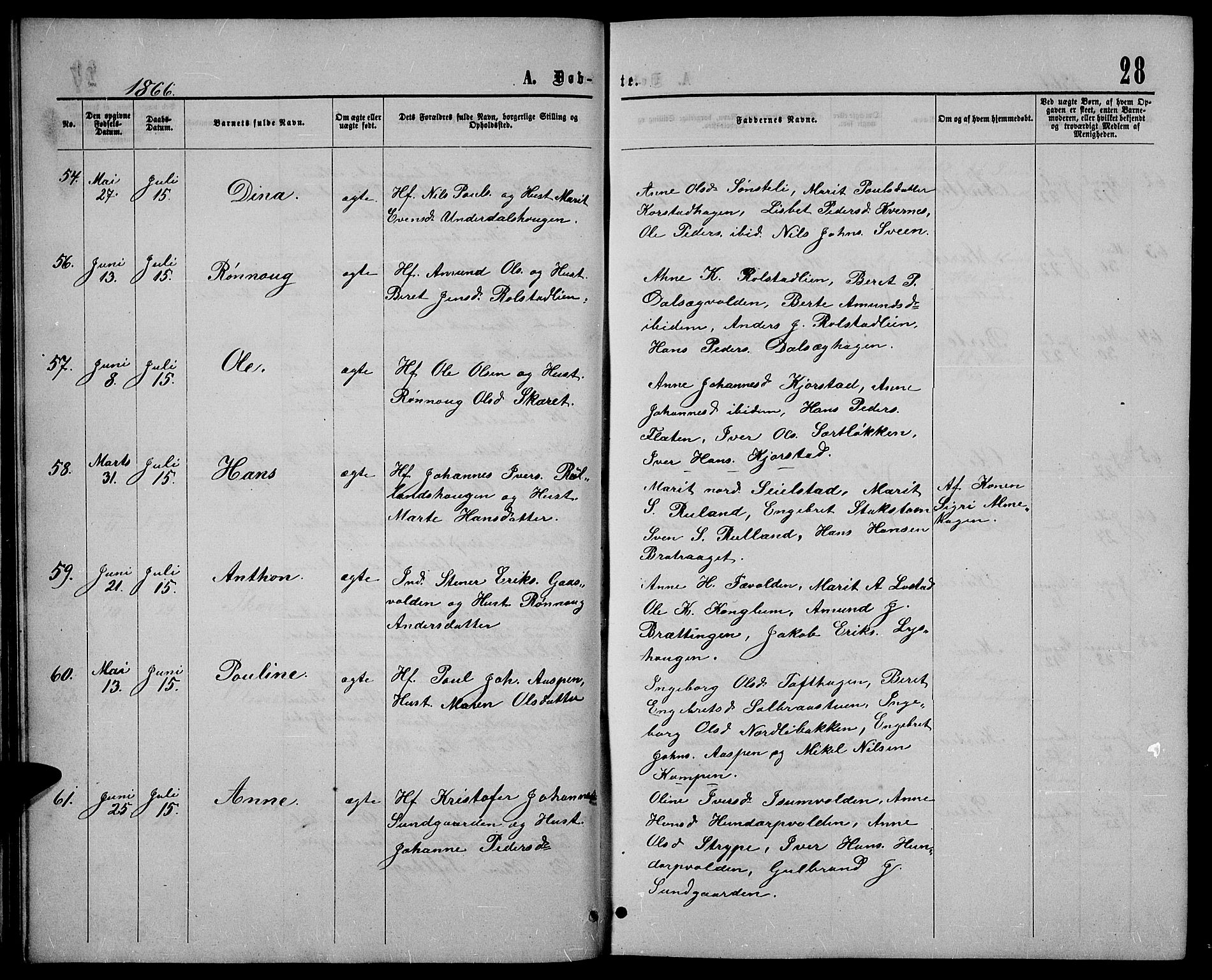 Sør-Fron prestekontor, AV/SAH-PREST-010/H/Ha/Hab/L0002: Parish register (copy) no. 2, 1864-1883, p. 28