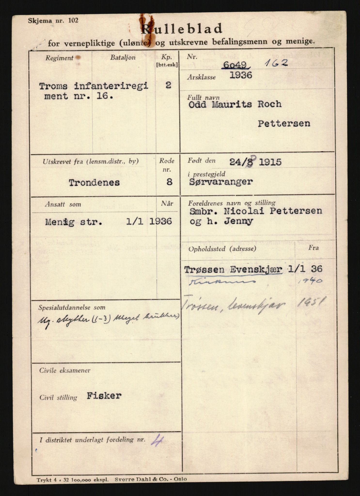 Forsvaret, Troms infanteriregiment nr. 16, AV/RA-RAFA-3146/P/Pa/L0020: Rulleblad for regimentets menige mannskaper, årsklasse 1936, 1936, p. 1129