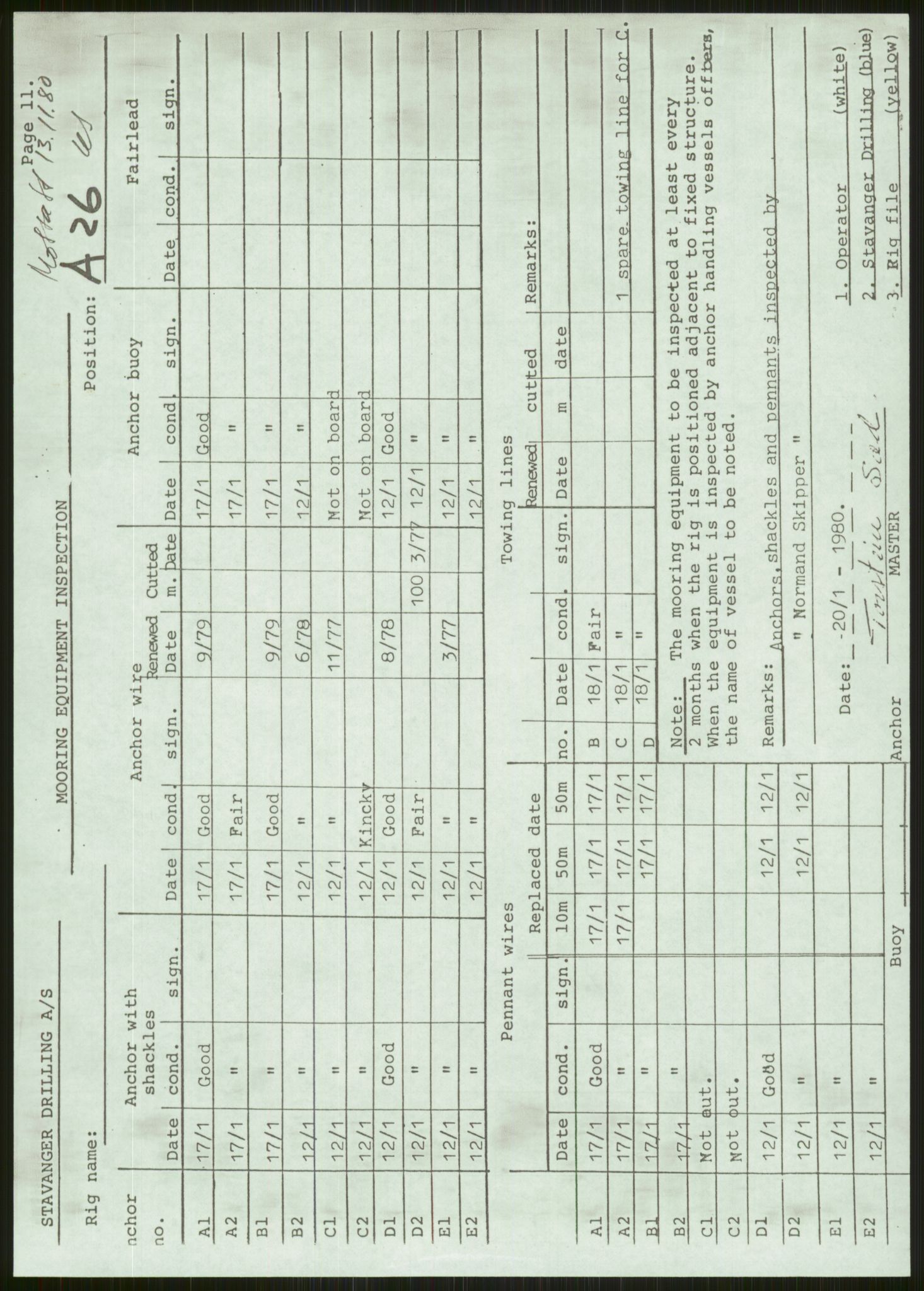 Justisdepartementet, Granskningskommisjonen ved Alexander Kielland-ulykken 27.3.1980, RA/S-1165/D/L0006: A Alexander L. Kielland (Doku.liste + A3-A6, A11-A13, A18-A20-A21, A23, A31 av 31)/Dykkerjournaler, 1980-1981, p. 486