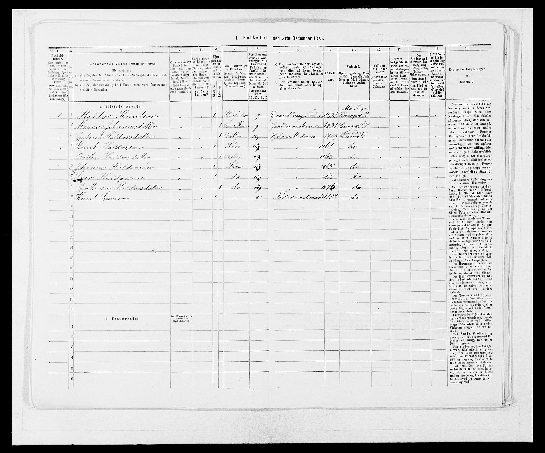 SAB, 1875 census for 1253P Hosanger, 1875, p. 678