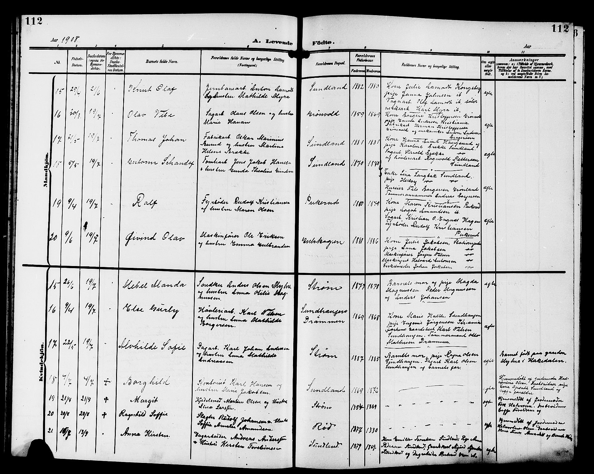 Strømsgodset kirkebøker, AV/SAKO-A-324/G/Ga/L0002: Parish register (copy) no. 2, 1885-1910, p. 112