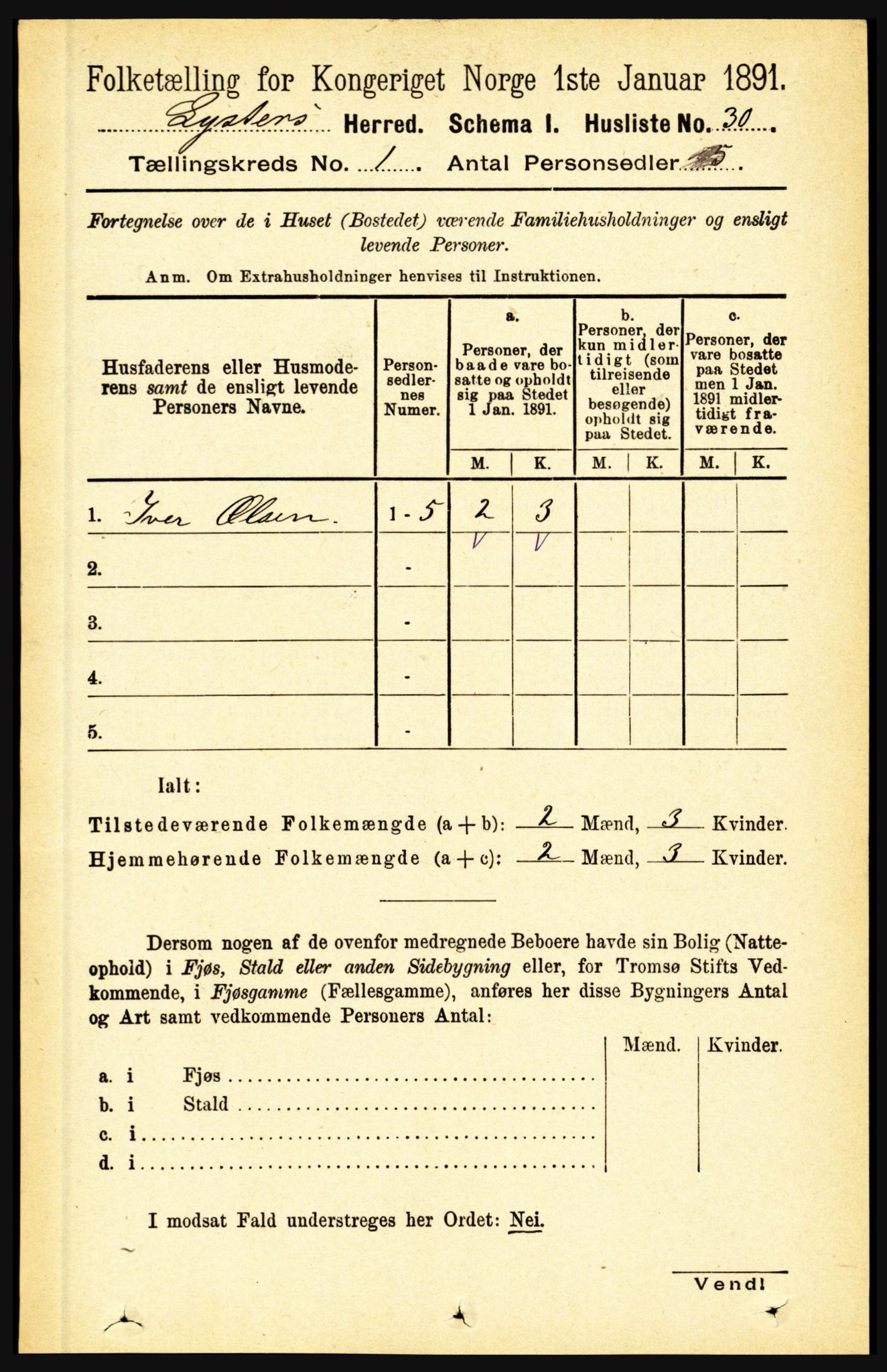 RA, 1891 census for 1426 Luster, 1891, p. 62