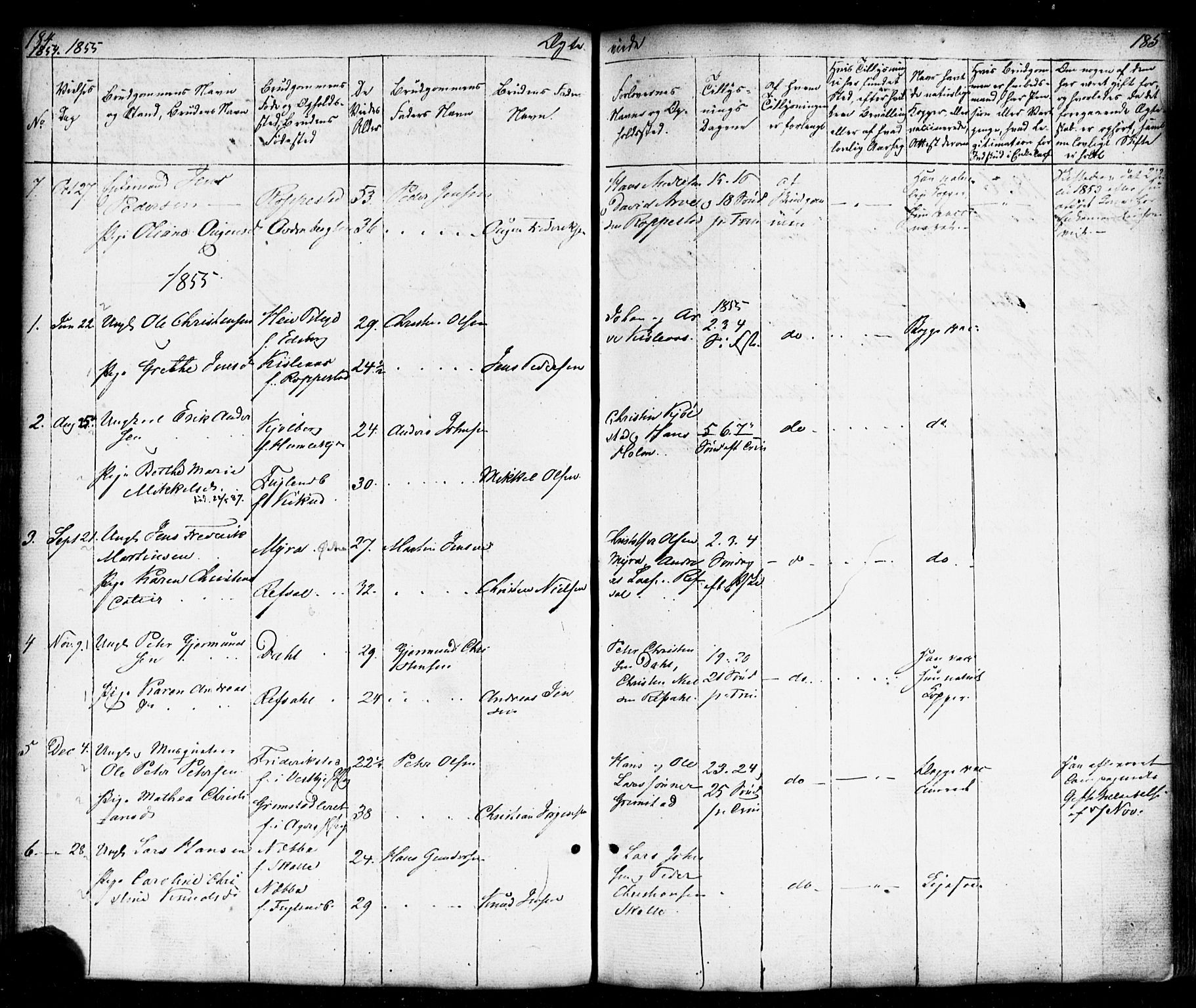 Borge prestekontor Kirkebøker, AV/SAO-A-10903/F/Fb/L0002: Parish register (official) no. II 2, 1853-1877, p. 184-185