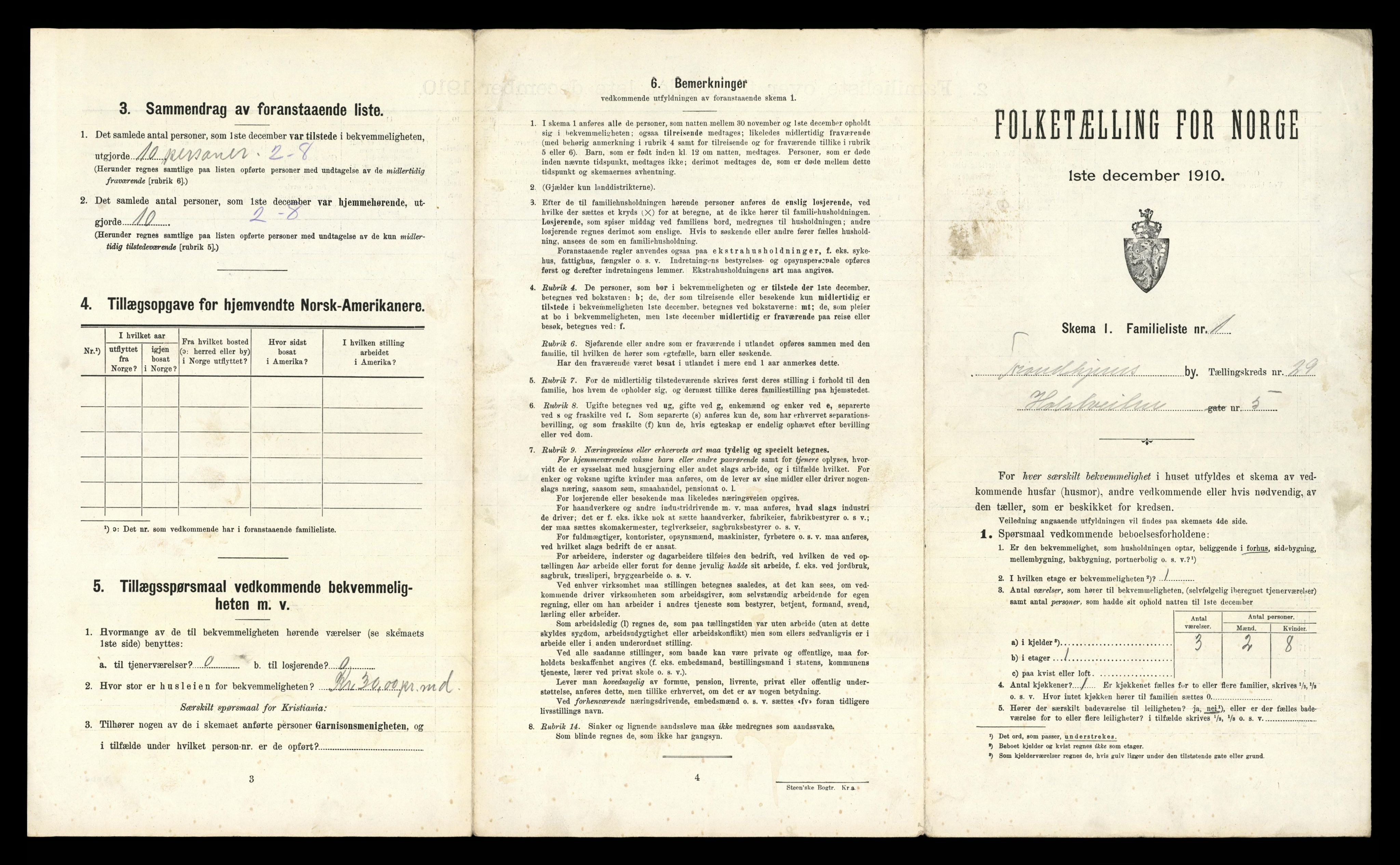 RA, 1910 census for Trondheim, 1910, p. 8253